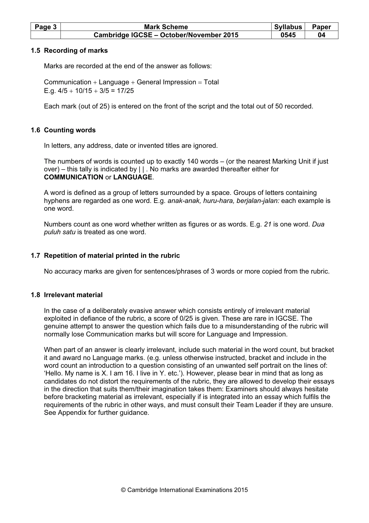 Mark scheme, page 3 of 15