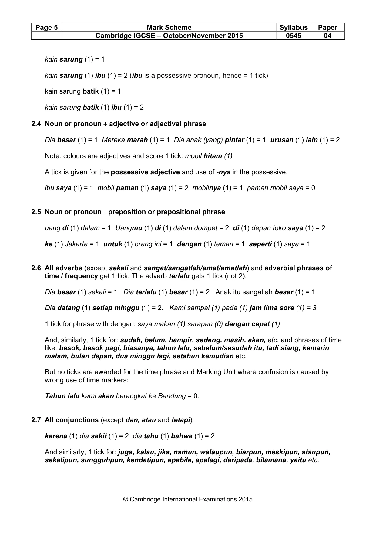 Mark scheme, page 5 of 15