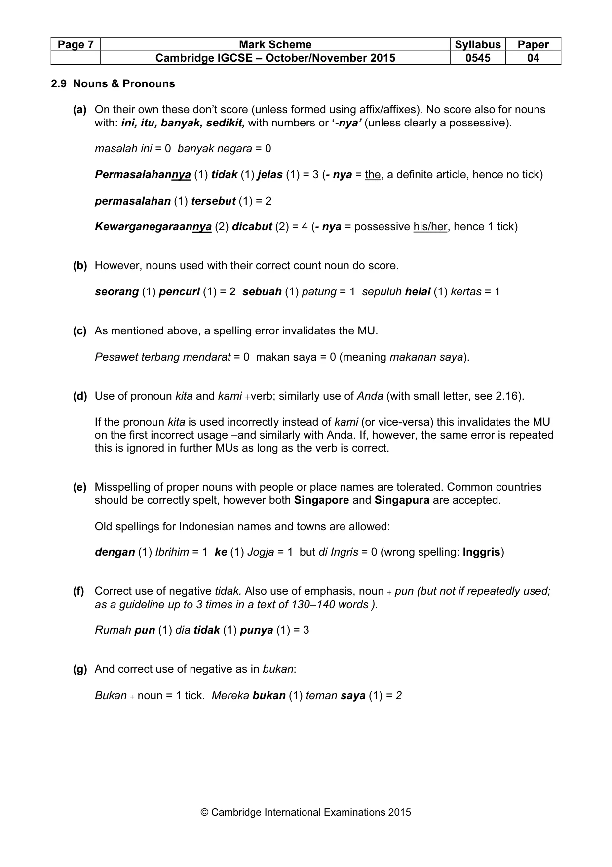 Mark scheme, page 7 of 15