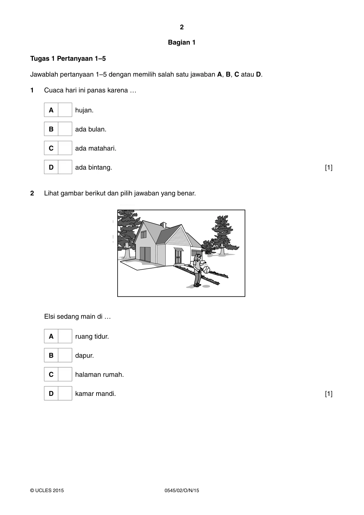 Cambridge IGCSE Indonesian - Foreign Language 0545 2015 Oct/Nov Paper 2 · Variant 1 question paper, page 2 of 20