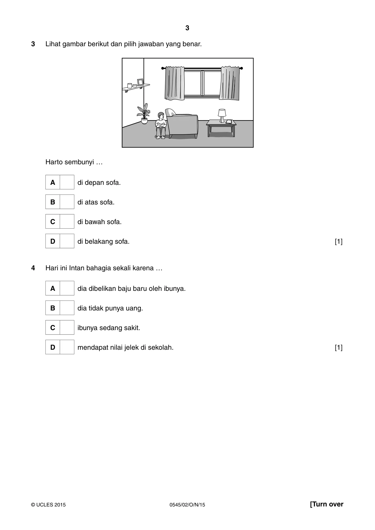 Cambridge IGCSE Indonesian - Foreign Language 0545 2015 Oct/Nov Paper 2 · Variant 1 question paper, page 3 of 20