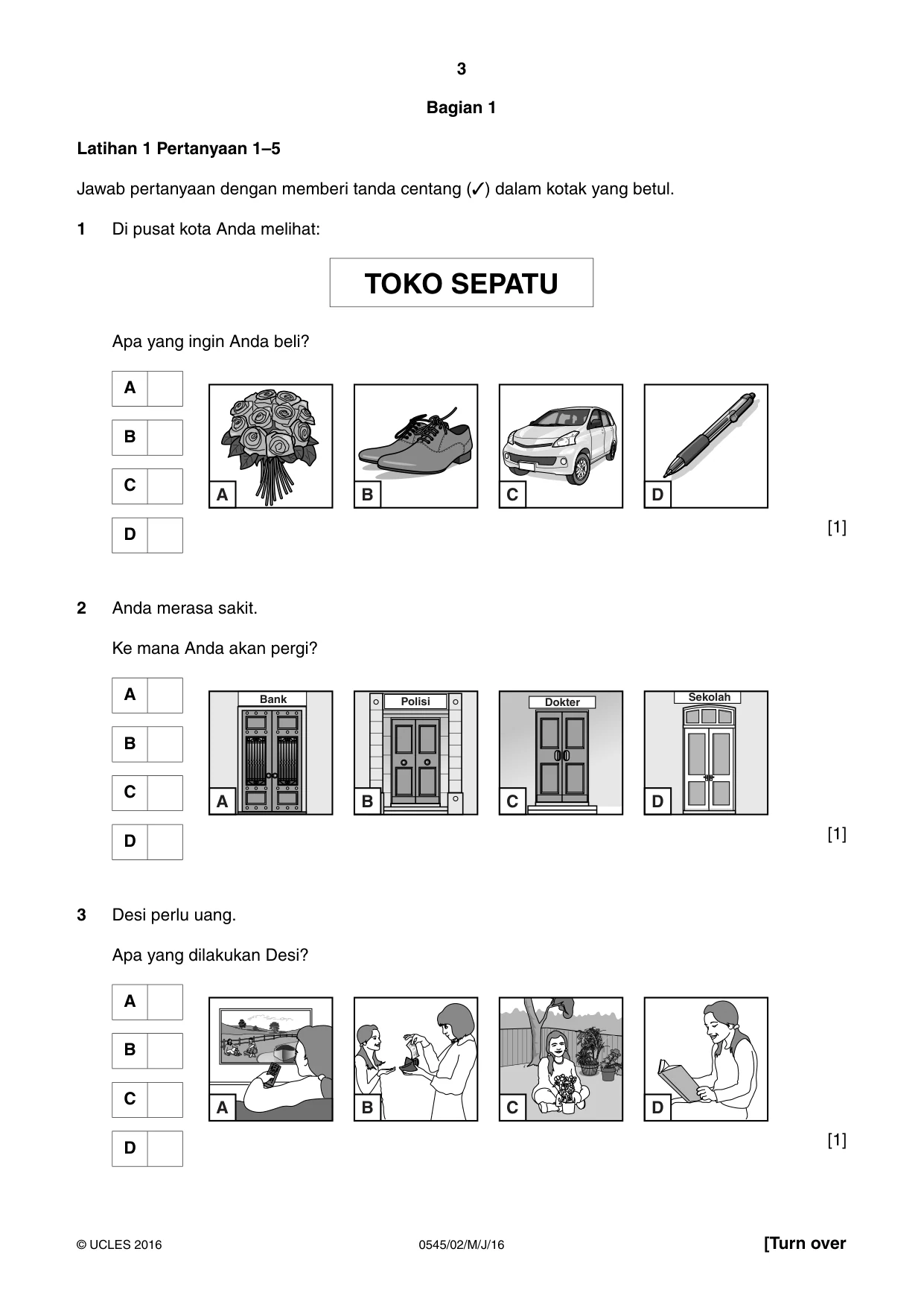 Cambridge IGCSE Indonesian - Foreign Language 0545 2016 May/June Paper 2 · Variant 0 question paper, page 3 of 16