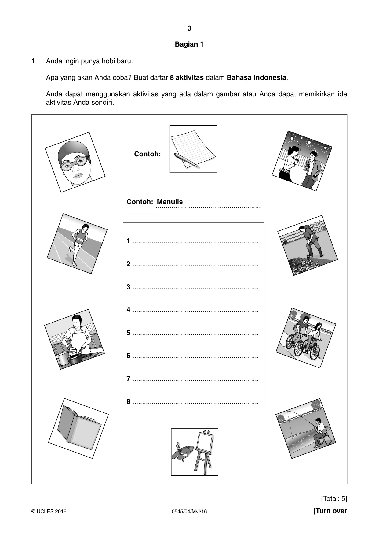 Cambridge IGCSE Indonesian - Foreign Language 0545 2016 May/June Paper 4 · Variant 0 question paper, page 3 of 8
