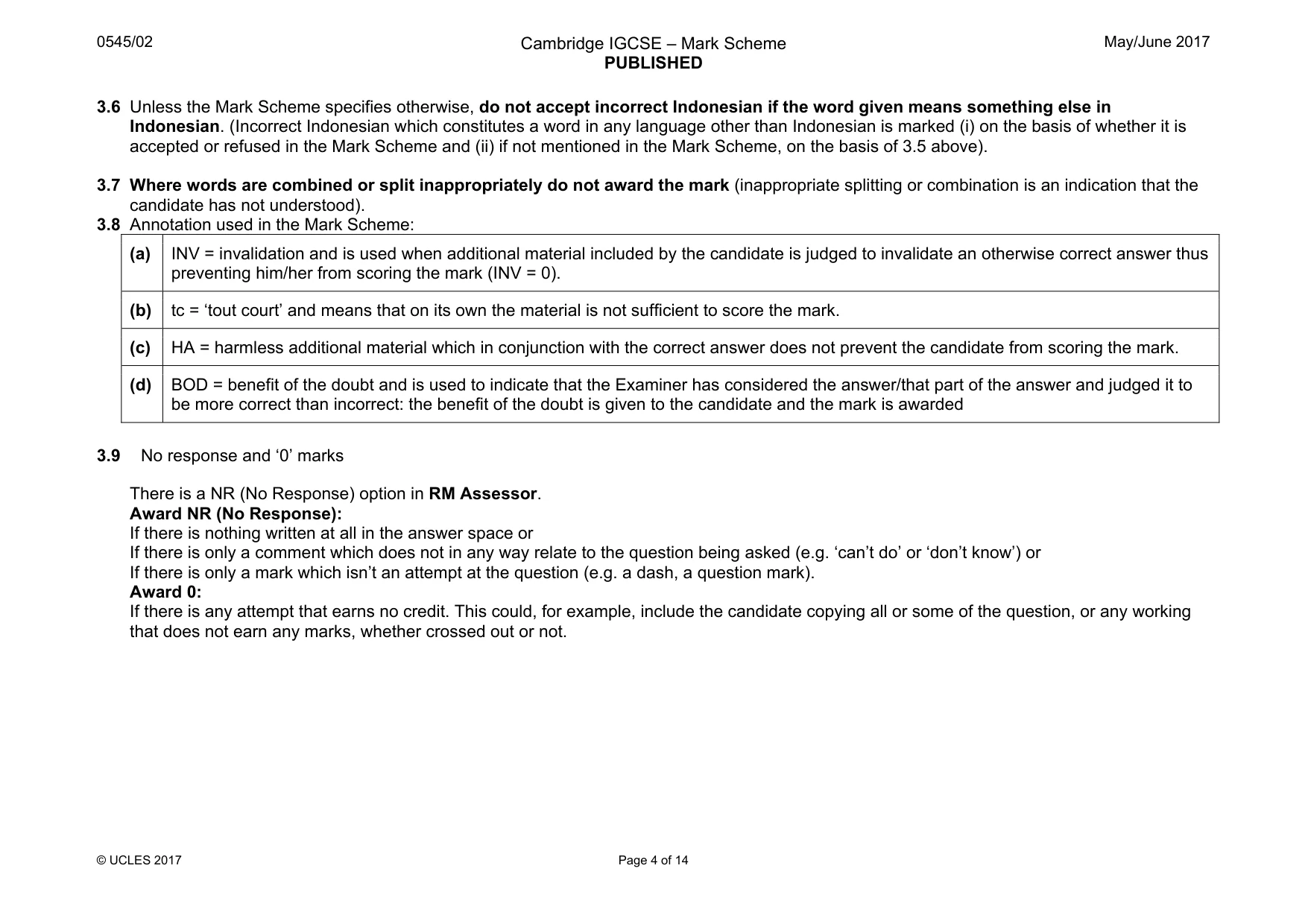 Mark scheme, page 4 of 14