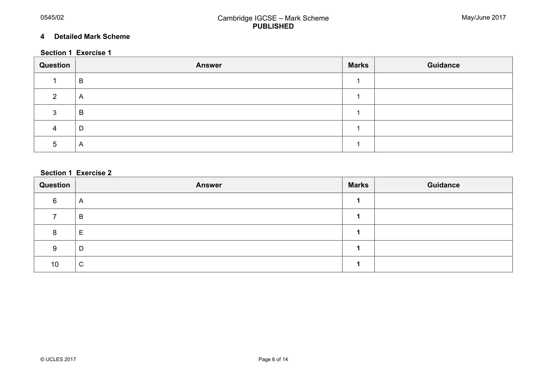 Mark scheme, page 6 of 14