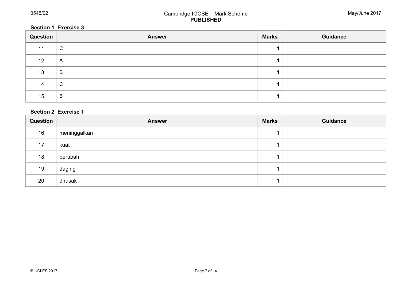 Mark scheme, page 7 of 14