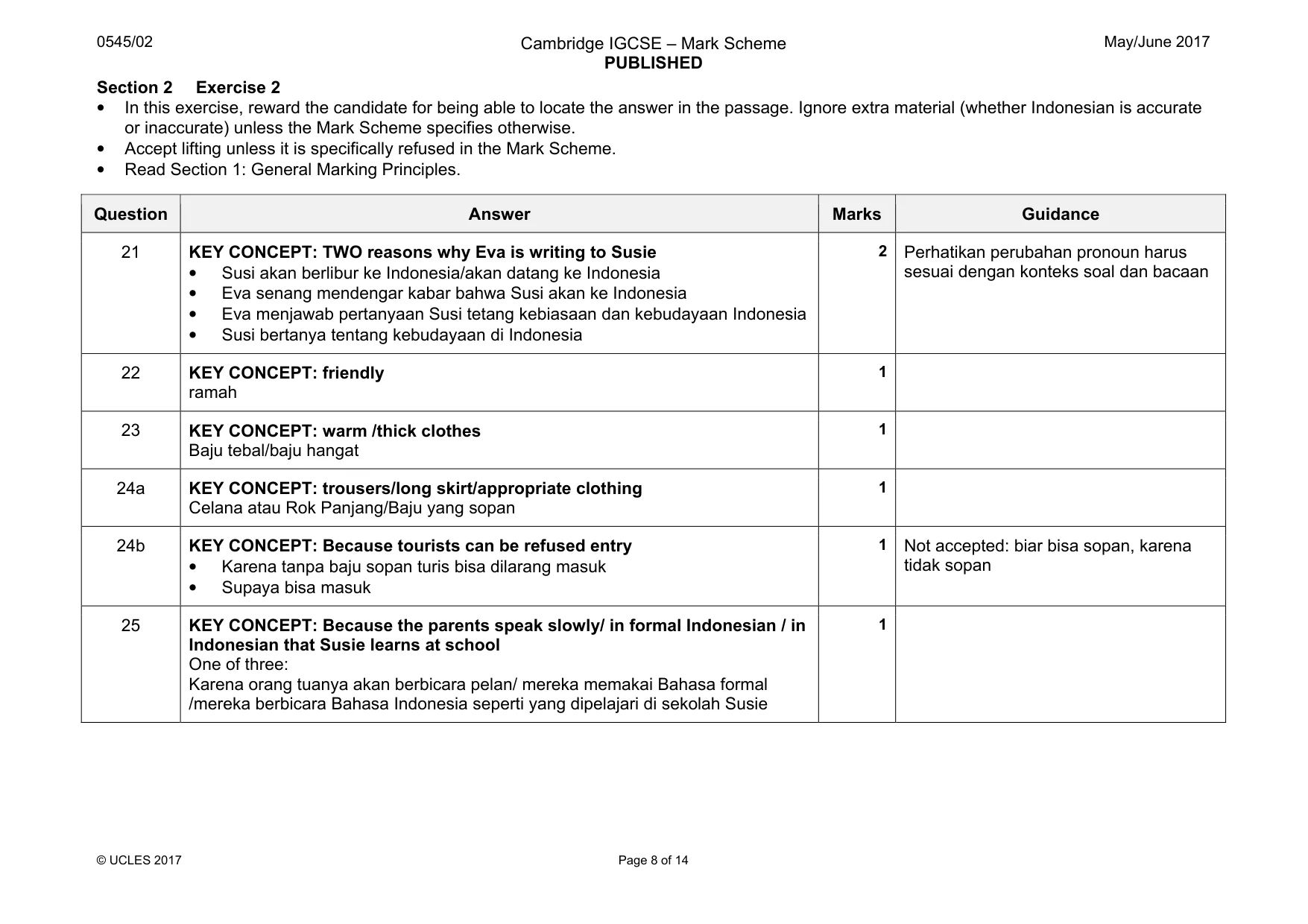 Mark scheme, page 8 of 14