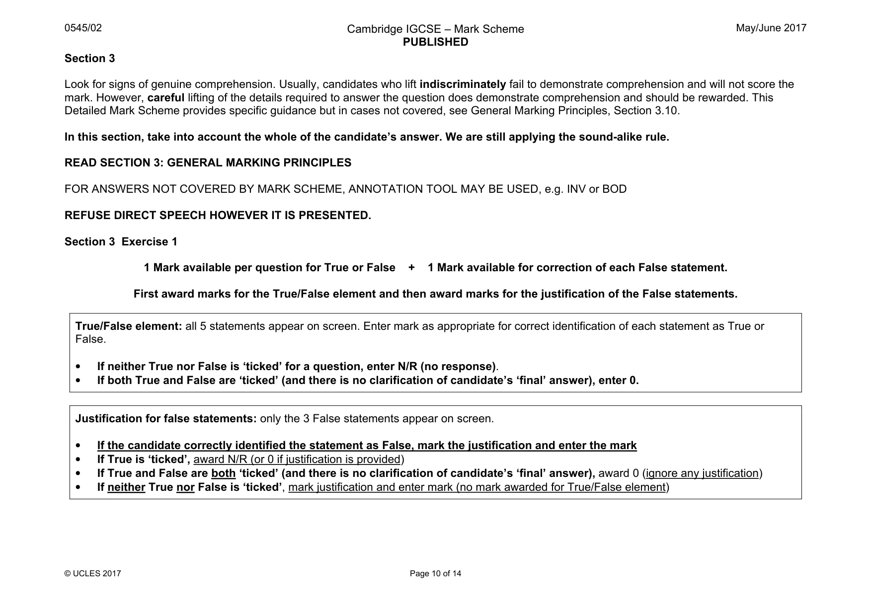 Mark scheme, page 10 of 14