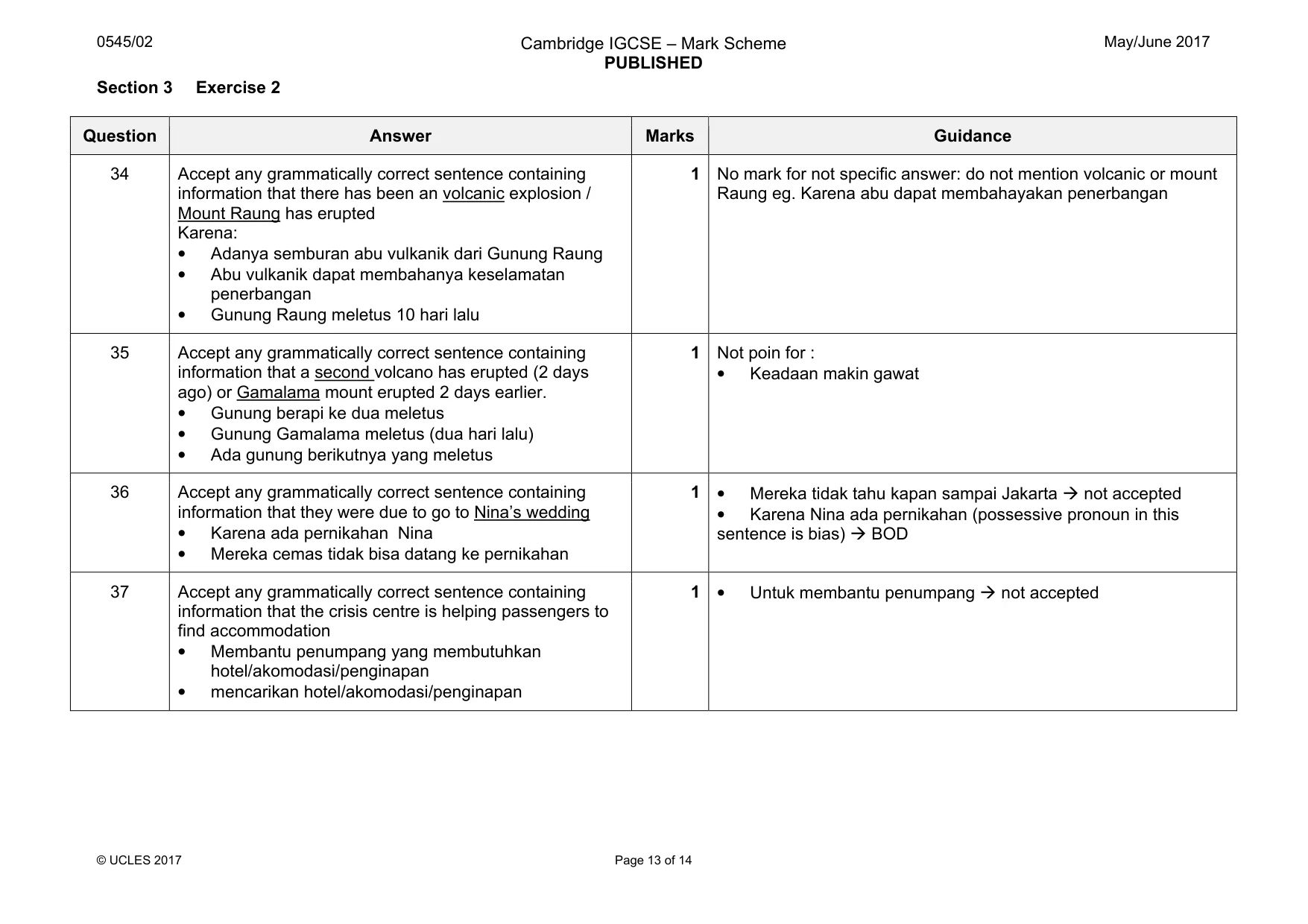 Mark scheme, page 13 of 14