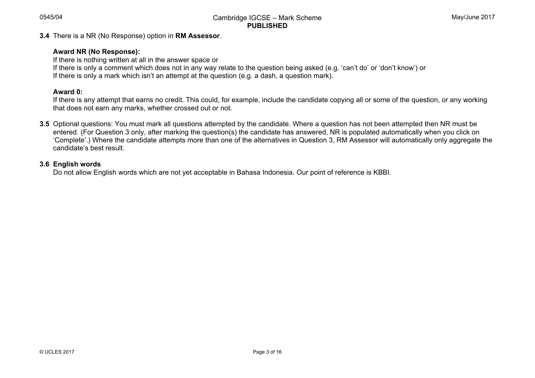Mark scheme, page 3 of 16