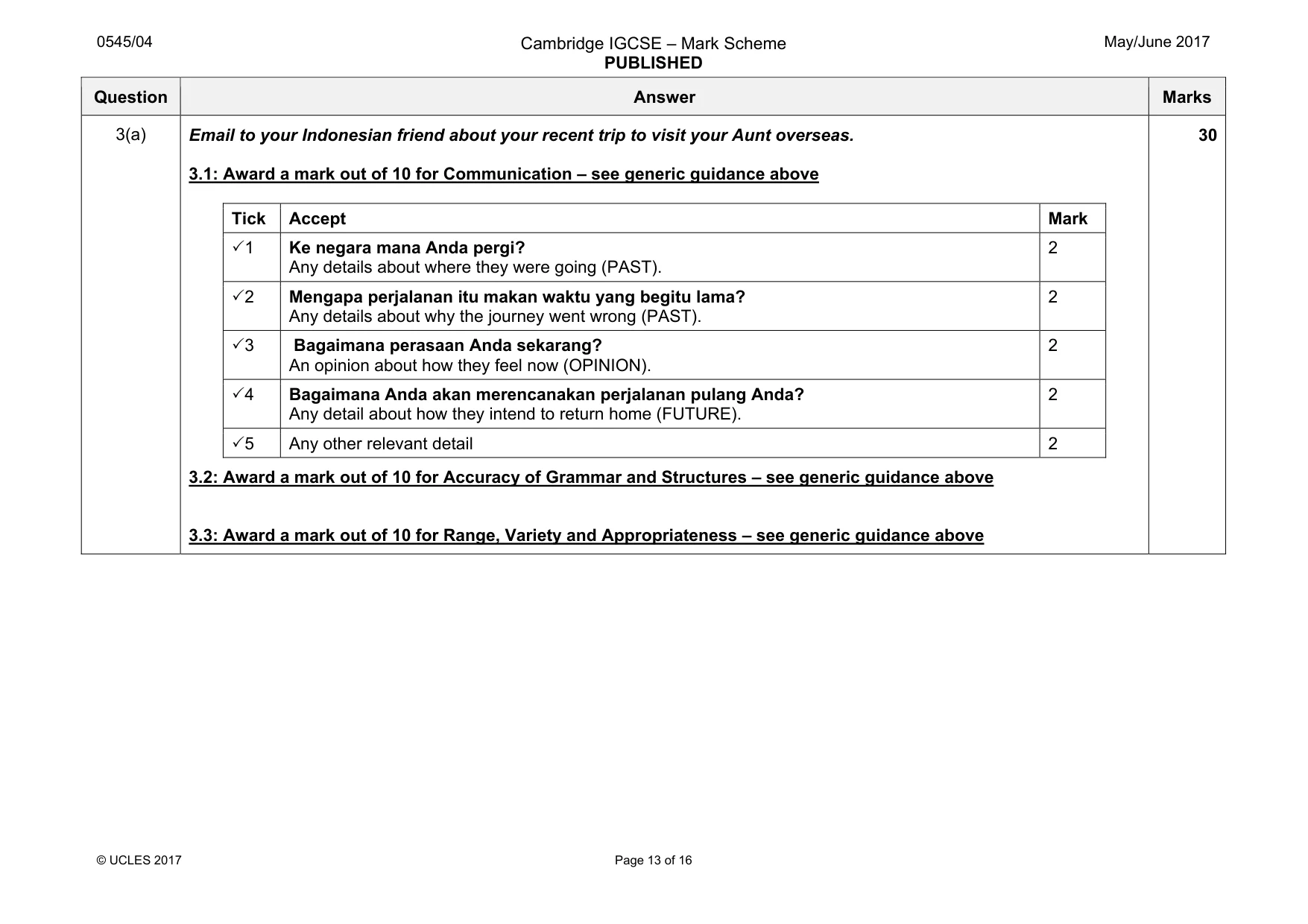 Mark scheme, page 13 of 16