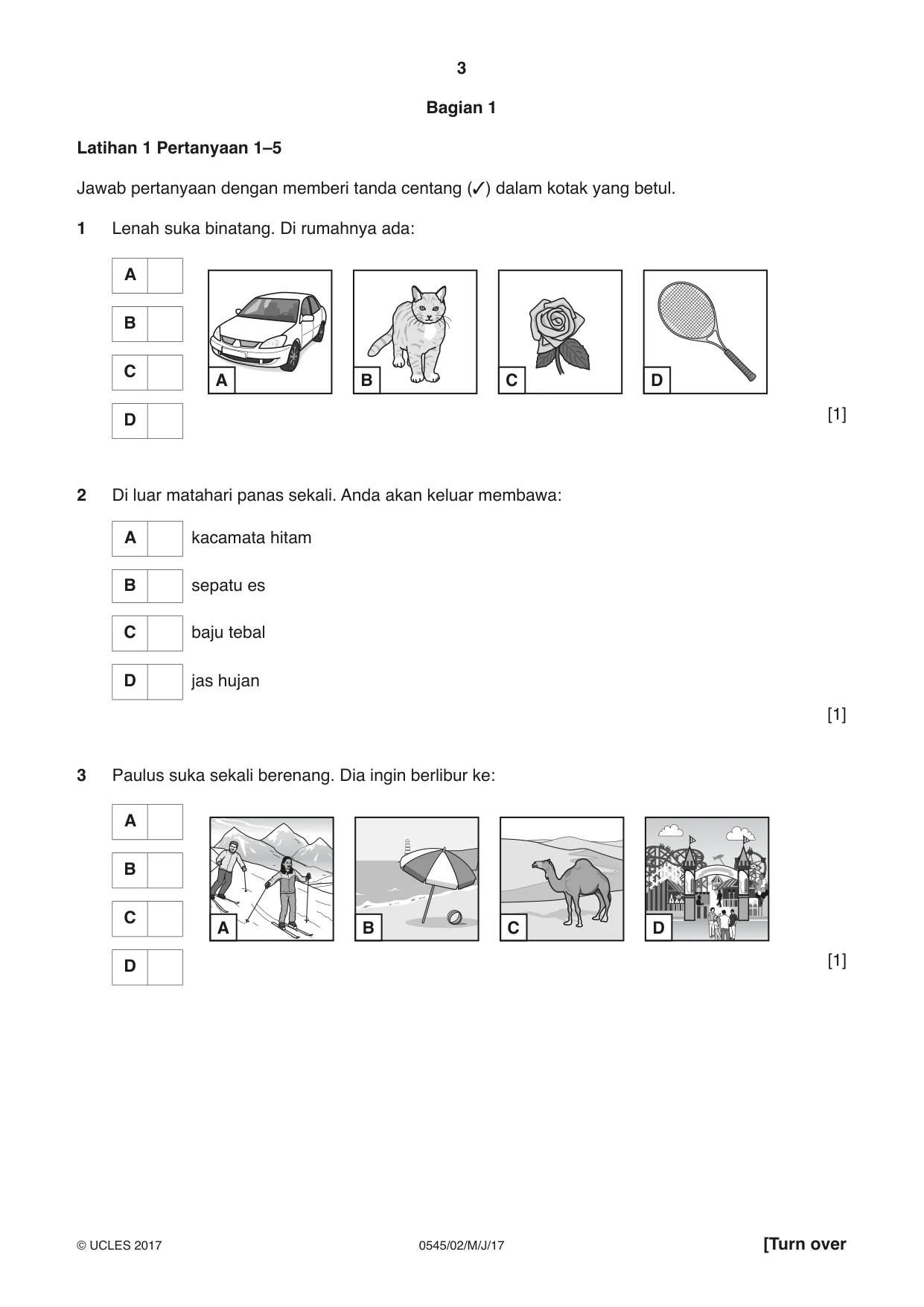Cambridge IGCSE Indonesian - Foreign Language 0545 2017 May/June Paper 2 · Variant 1 question paper, page 3 of 16