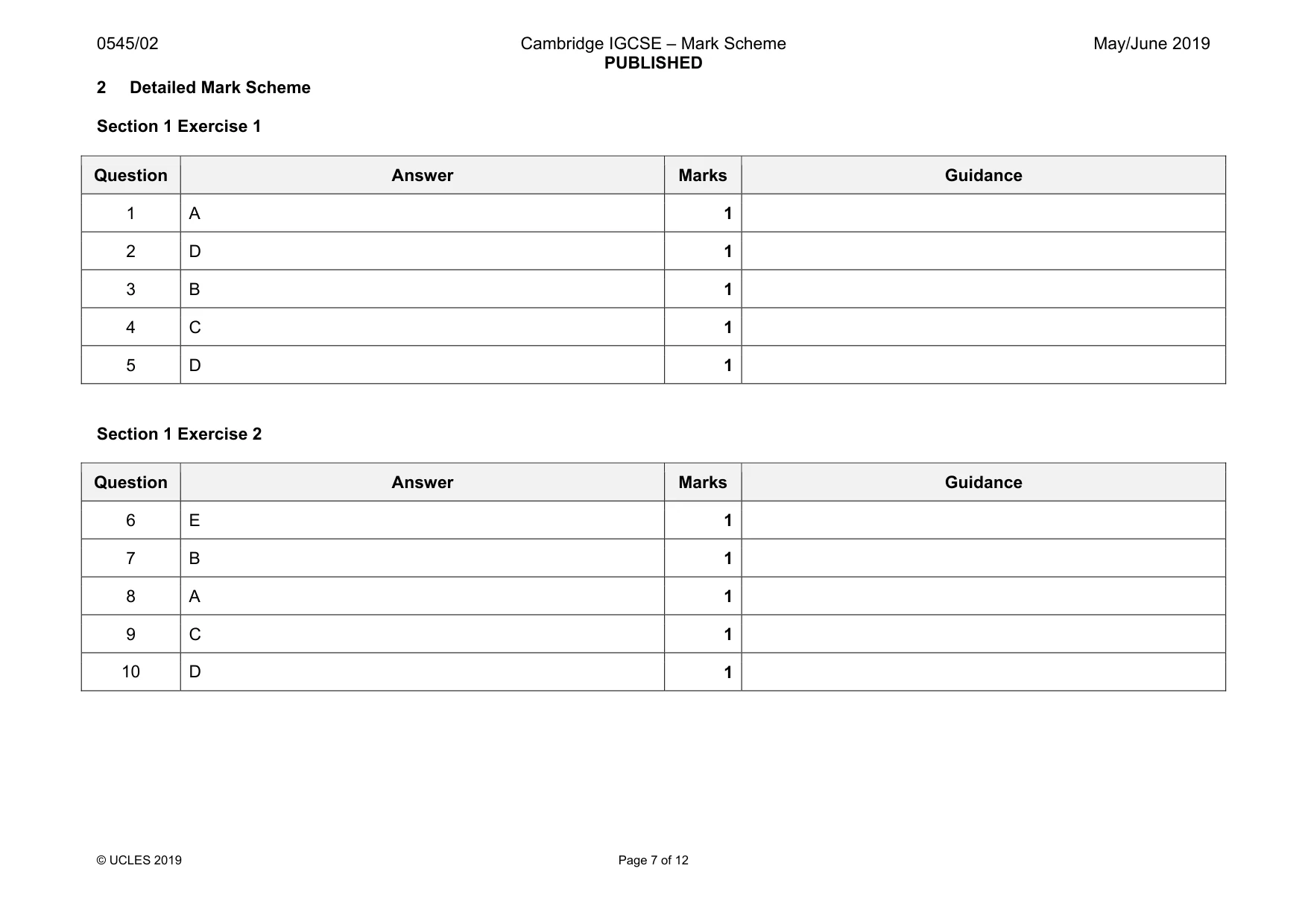 Mark scheme, page 7 of 12