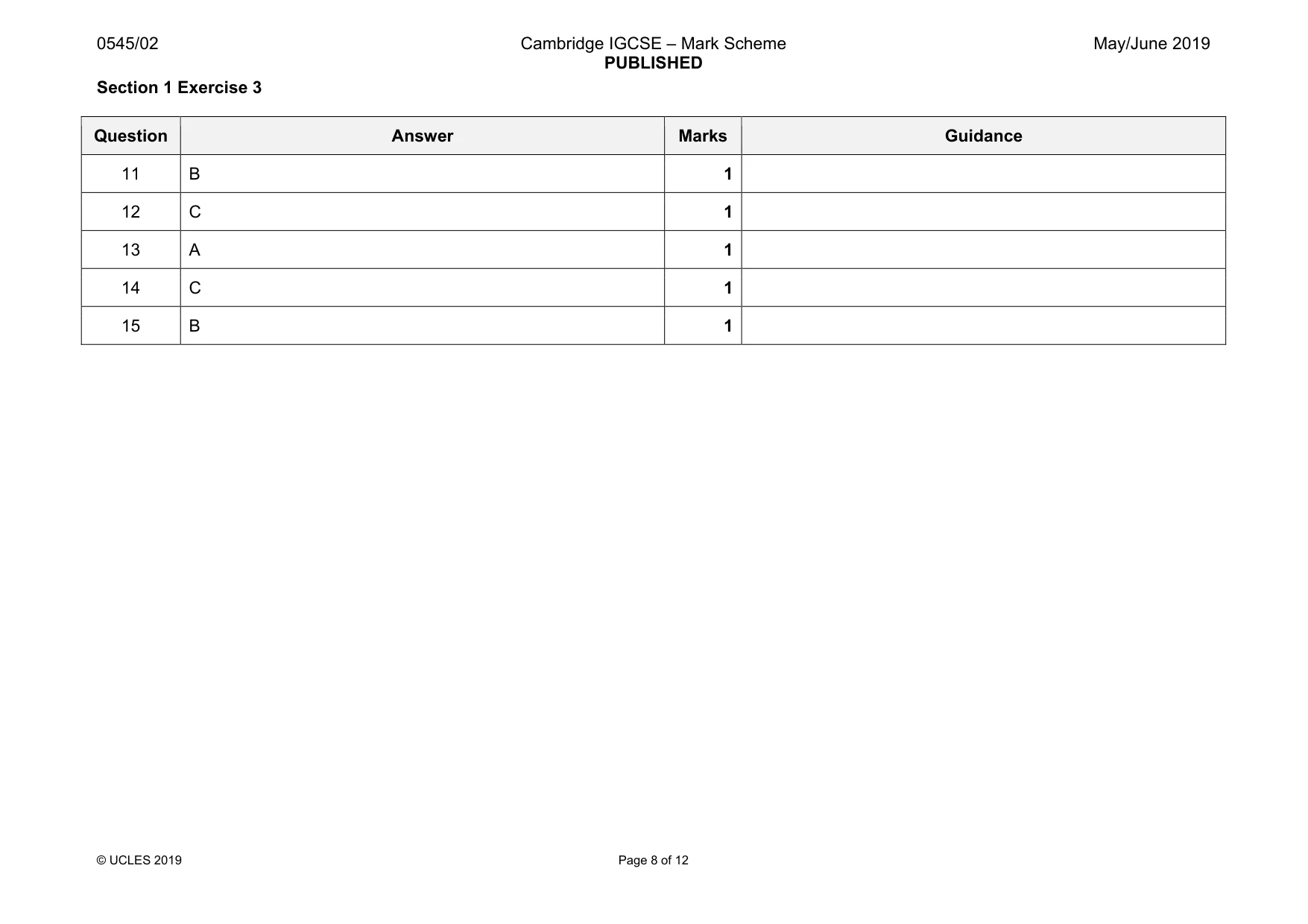 Mark scheme, page 8 of 12