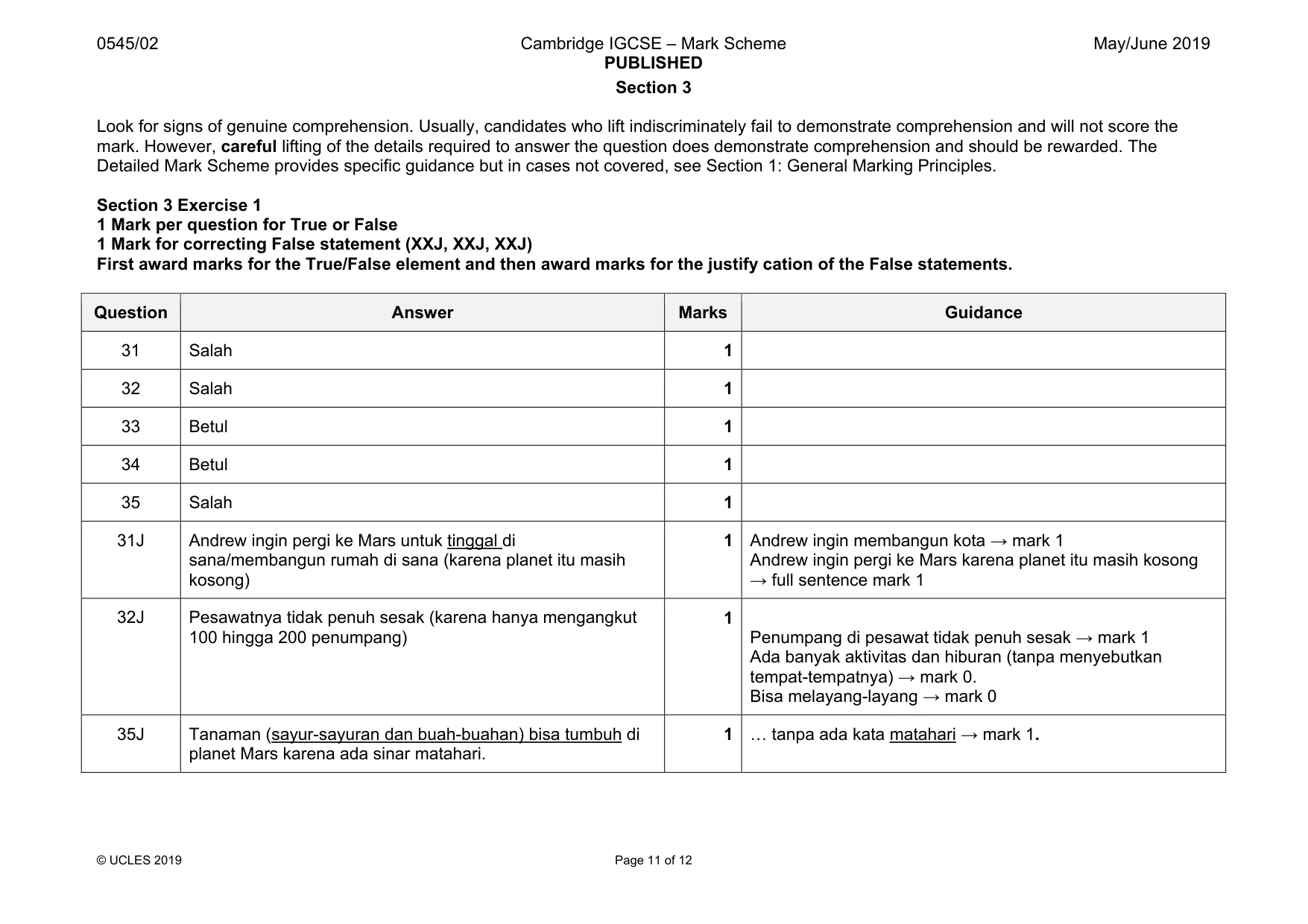 Mark scheme, page 11 of 12