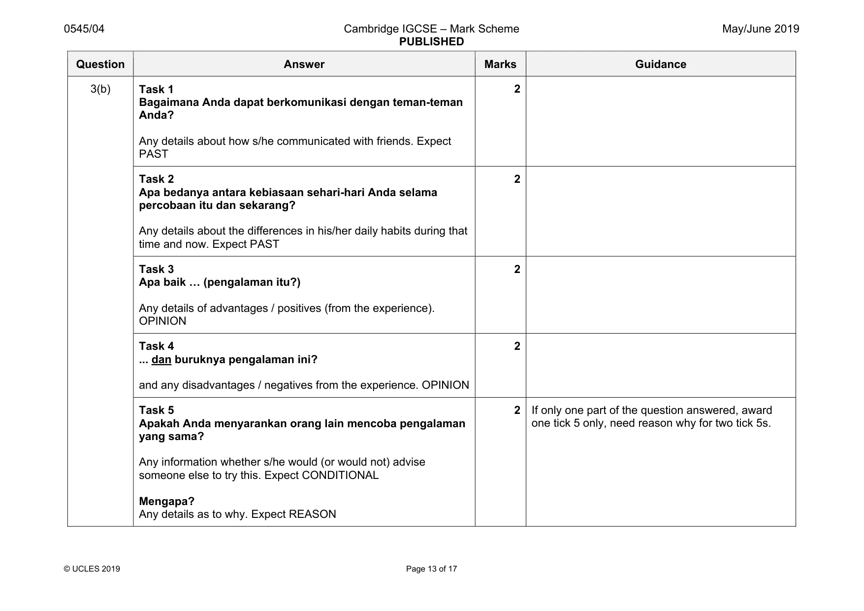 Mark scheme, page 13 of 17