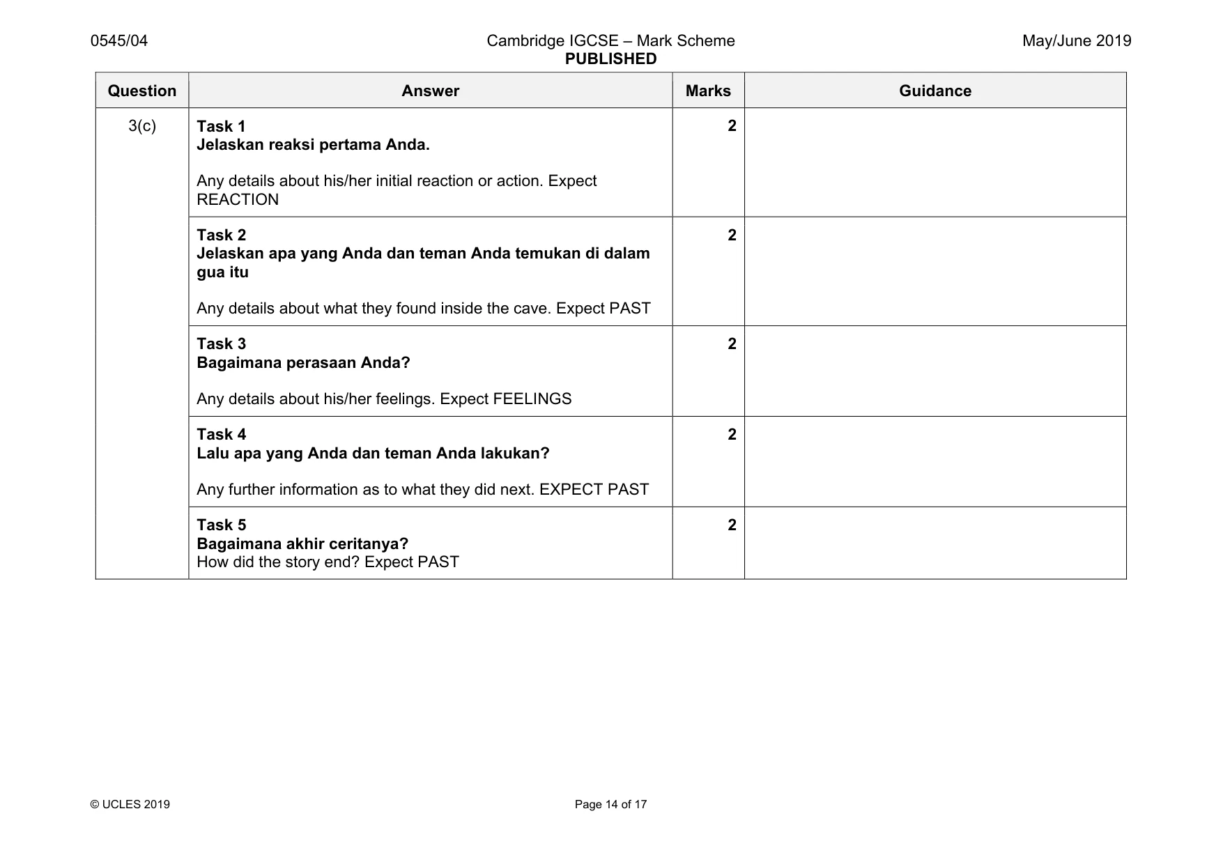 Mark scheme, page 14 of 17