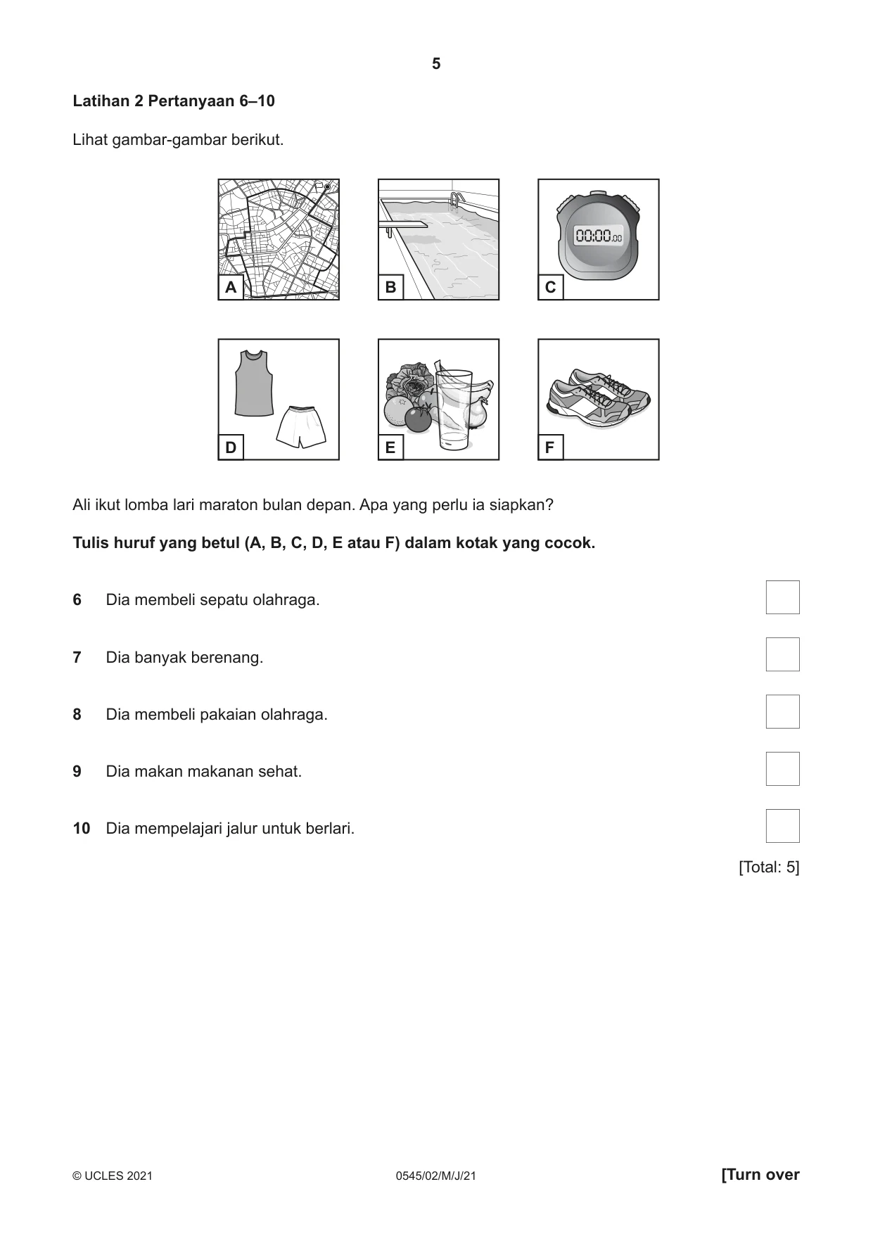 Cambridge IGCSE Indonesian - Foreign Language 0545 2021 May/June Paper 2 · Variant 0 question paper, page 5 of 16