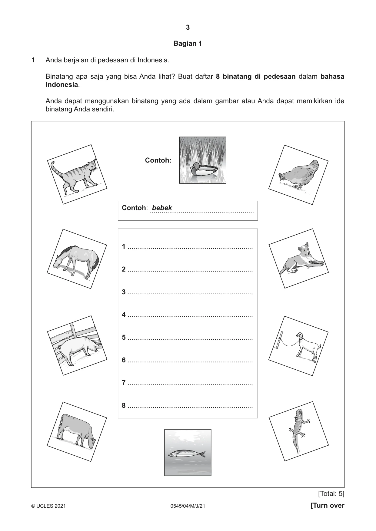 Cambridge IGCSE Indonesian - Foreign Language 0545 2021 May/June Paper 4 · Variant 0 question paper, page 3 of 8