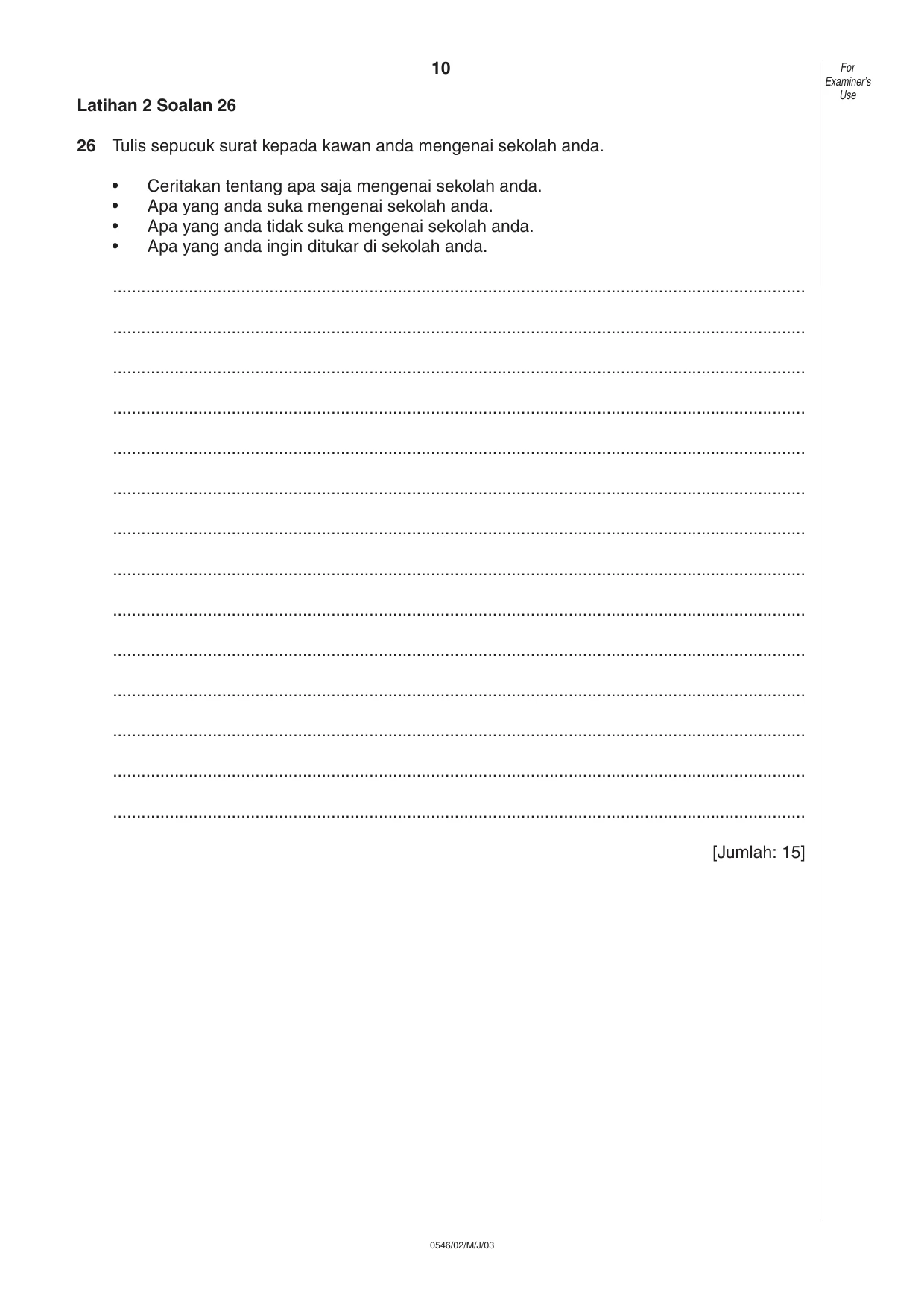 Cambridge IGCSE Malay - Foreign Language 0546 2003 May/June Paper 2 · Variant 1 question paper, page 10 of 16