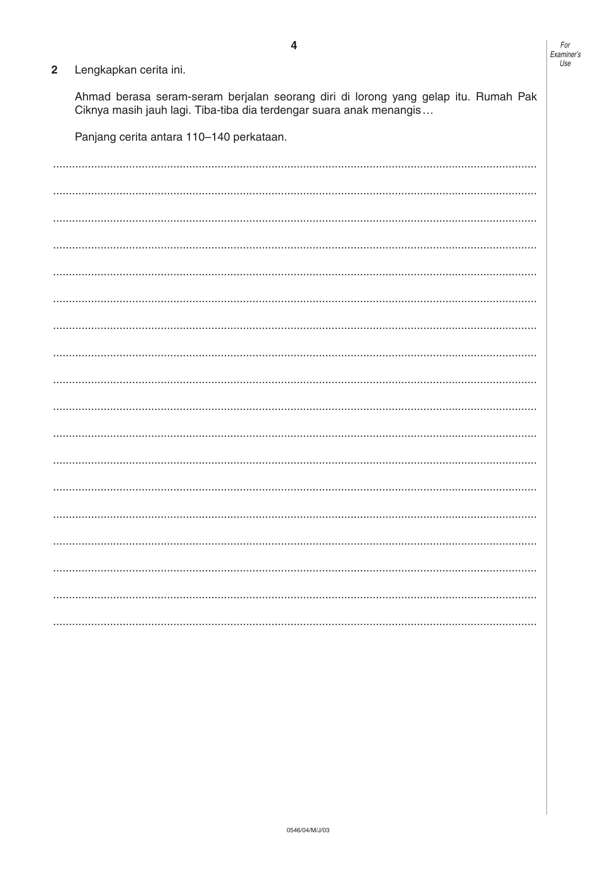 Cambridge IGCSE Malay - Foreign Language 0546 2003 May/June Paper 4 · Variant 1 question paper, page 4 of 4