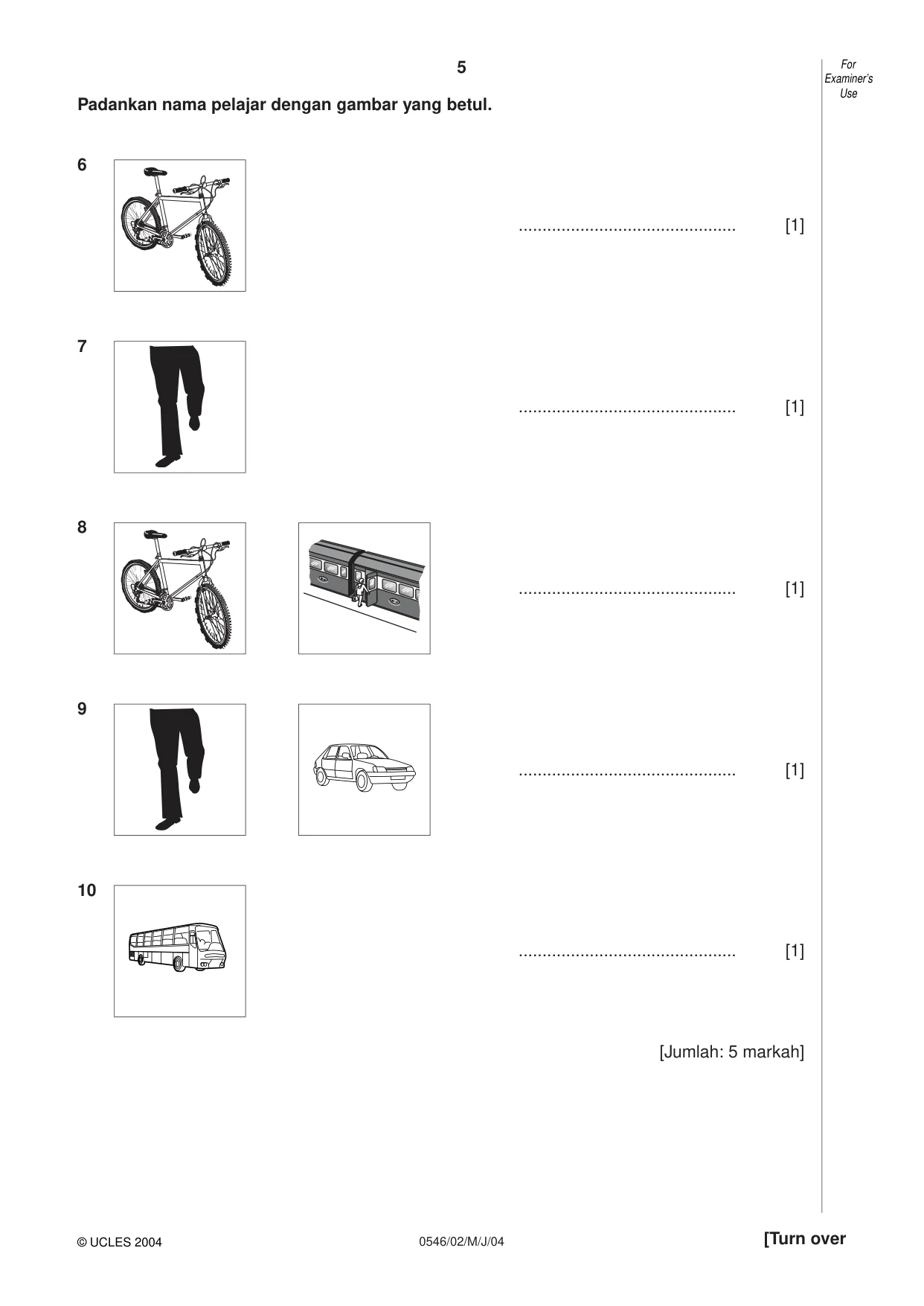 Cambridge IGCSE Malay - Foreign Language 0546 2004 May/June Paper 2 · Variant 1 question paper, page 5 of 16