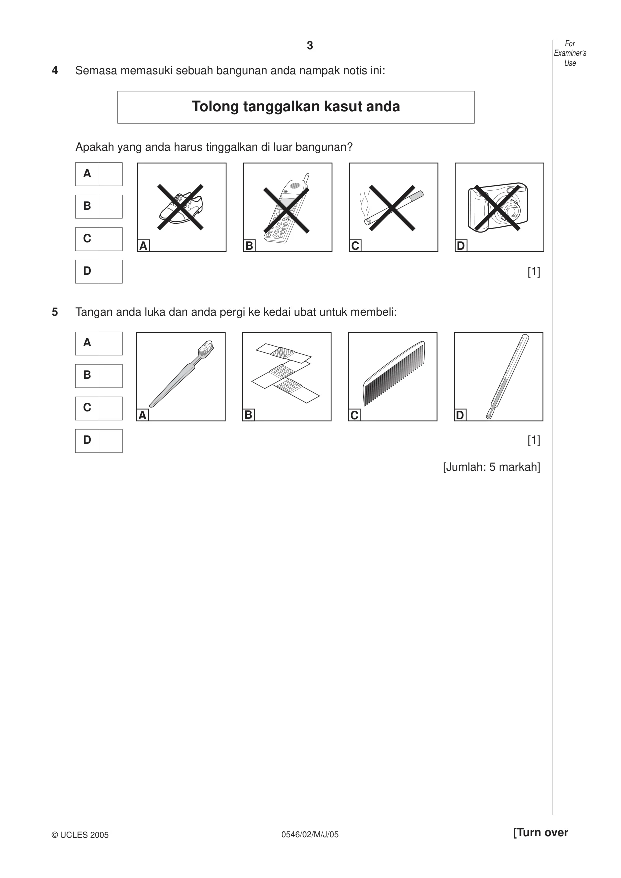 Cambridge IGCSE Malay - Foreign Language 0546 2005 May/June Paper 2 · Variant 1 question paper, page 3 of 16