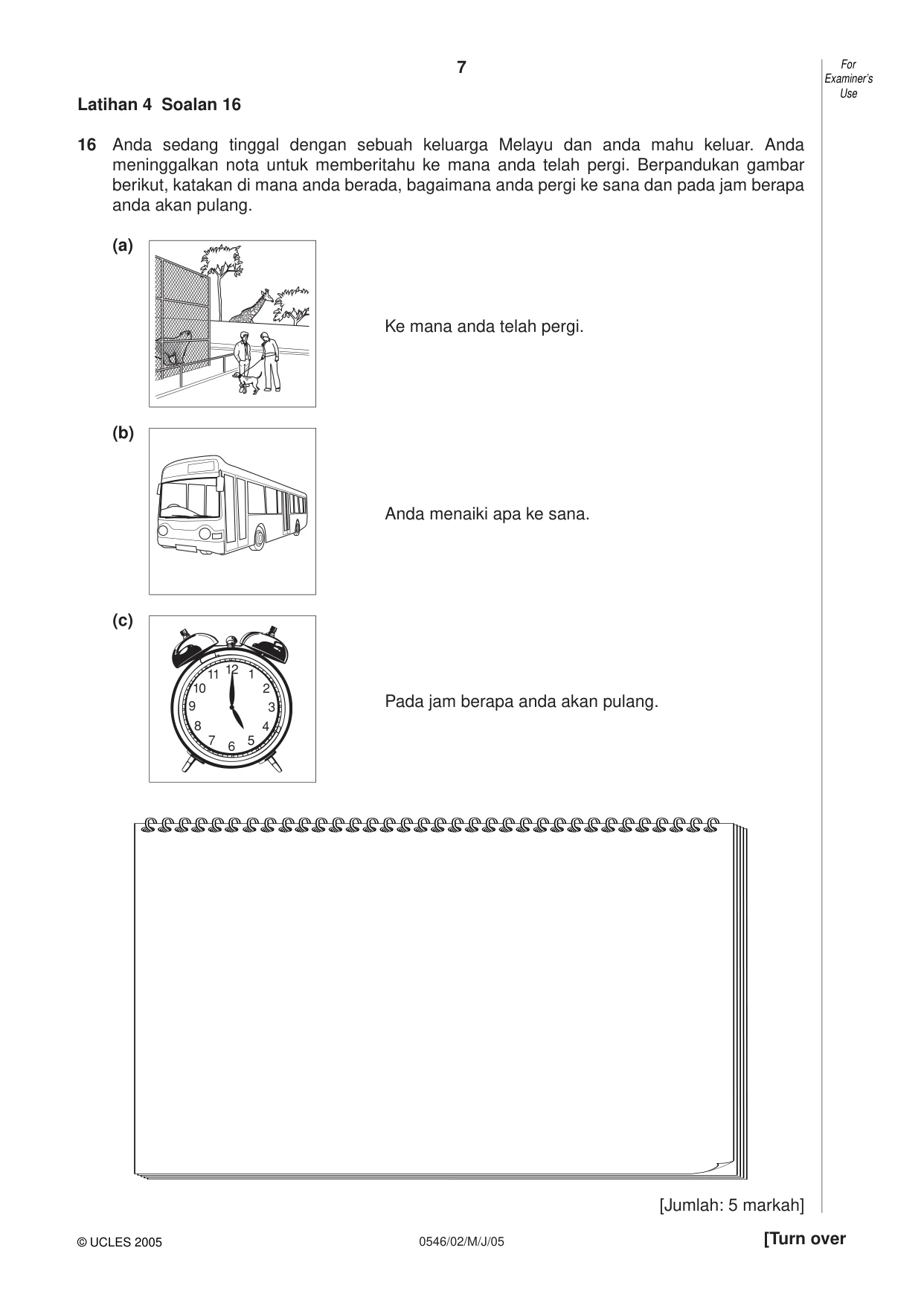 Cambridge IGCSE Malay - Foreign Language 0546 2005 May/June Paper 2 · Variant 1 question paper, page 7 of 16