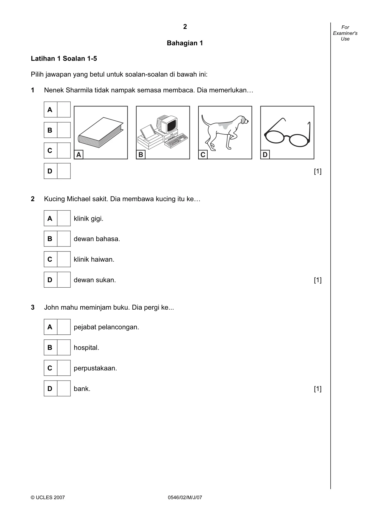 Cambridge IGCSE Malay - Foreign Language 0546 2007 May/June Paper 2 · Variant 1 question paper, page 2 of 16