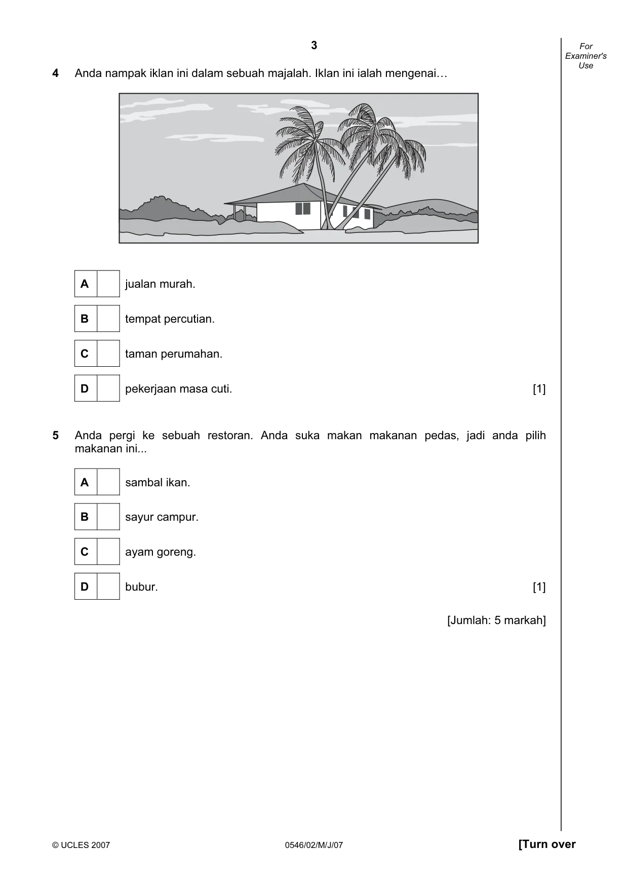 Cambridge IGCSE Malay - Foreign Language 0546 2007 May/June Paper 2 · Variant 1 question paper, page 3 of 16