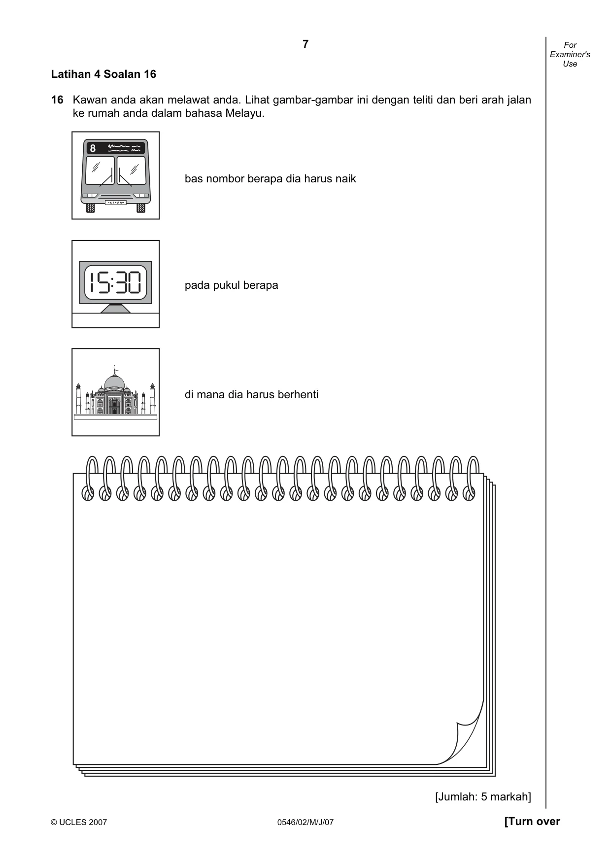 Cambridge IGCSE Malay - Foreign Language 0546 2007 May/June Paper 2 · Variant 1 question paper, page 7 of 16