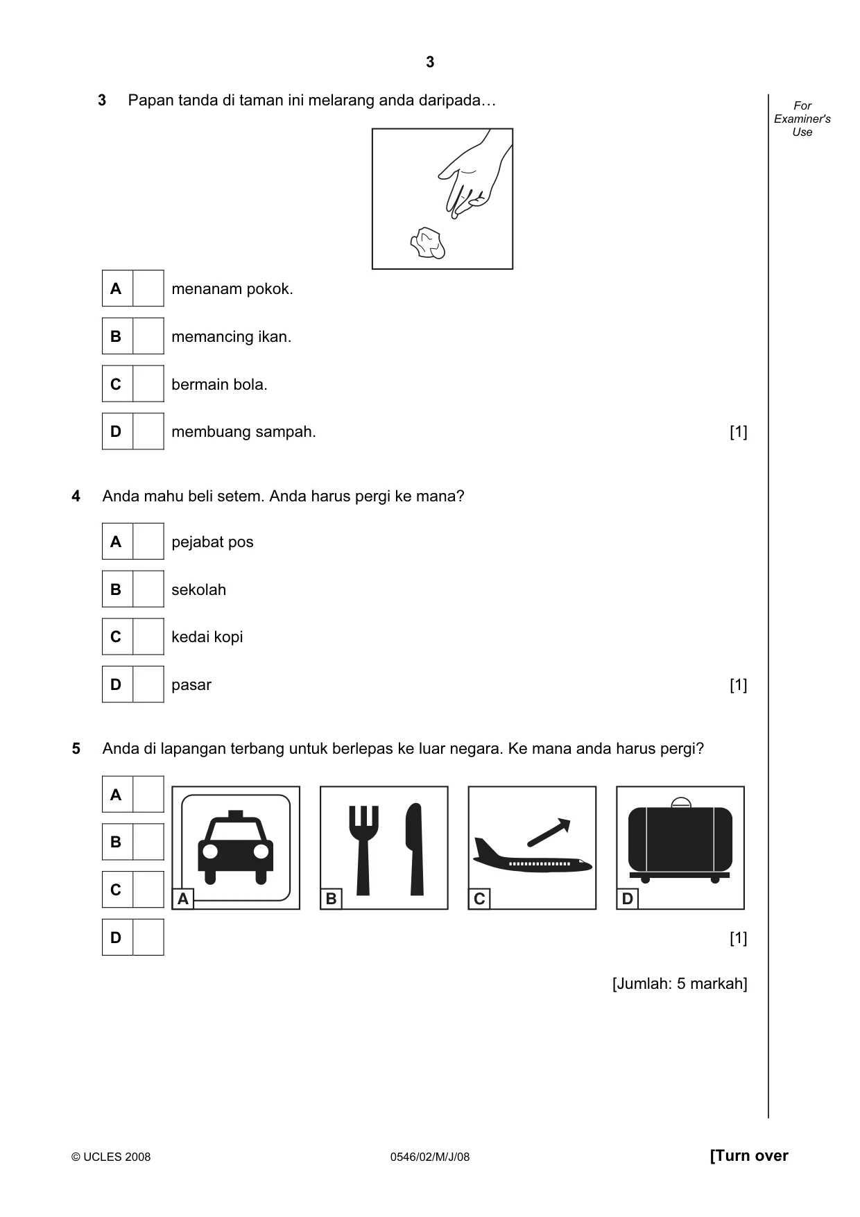 Cambridge IGCSE Malay - Foreign Language 0546 2008 May/June Paper 2 · Variant 1 question paper, page 3 of 16