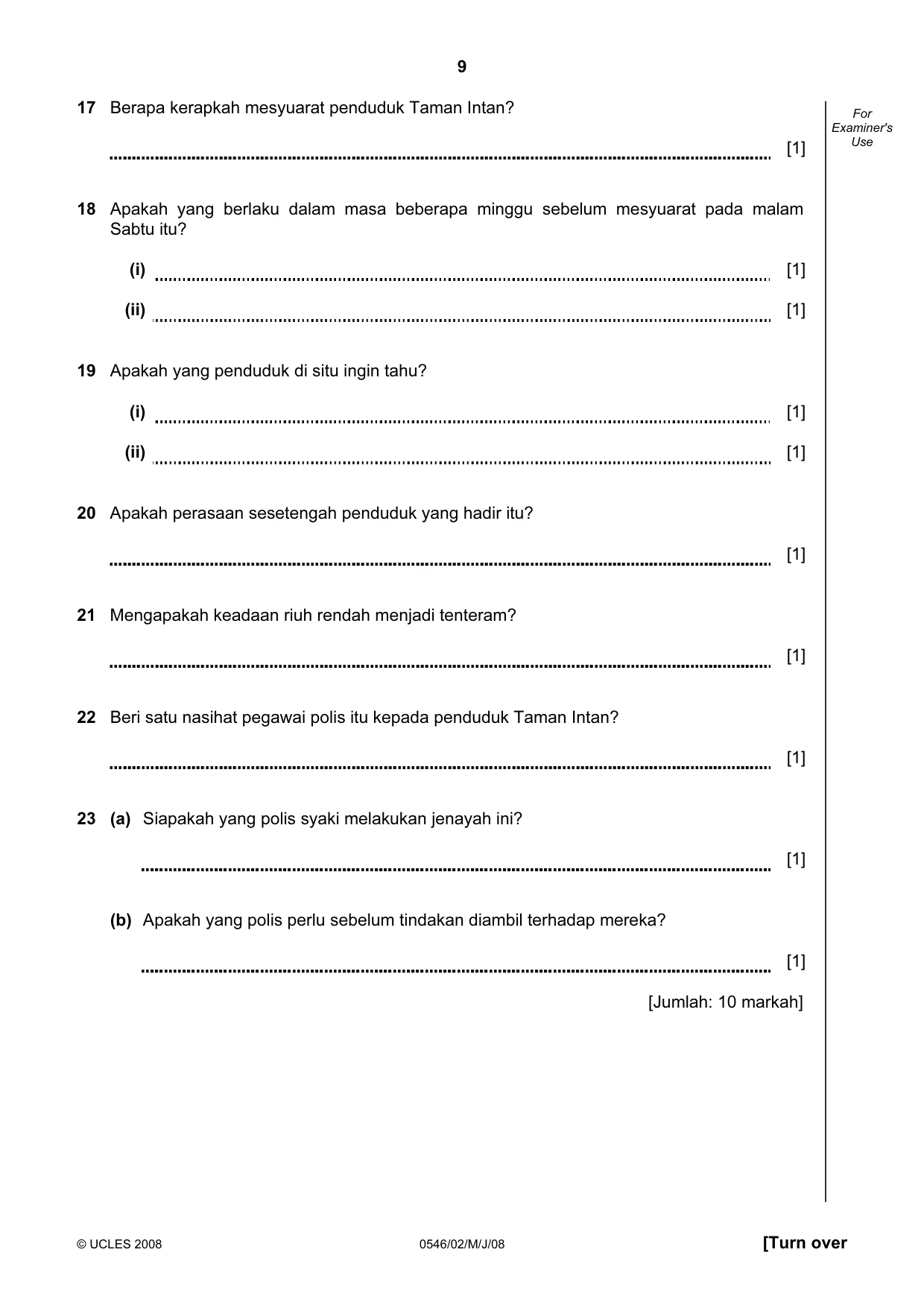 Cambridge IGCSE Malay - Foreign Language 0546 2008 May/June Paper 2 · Variant 1 question paper, page 9 of 16