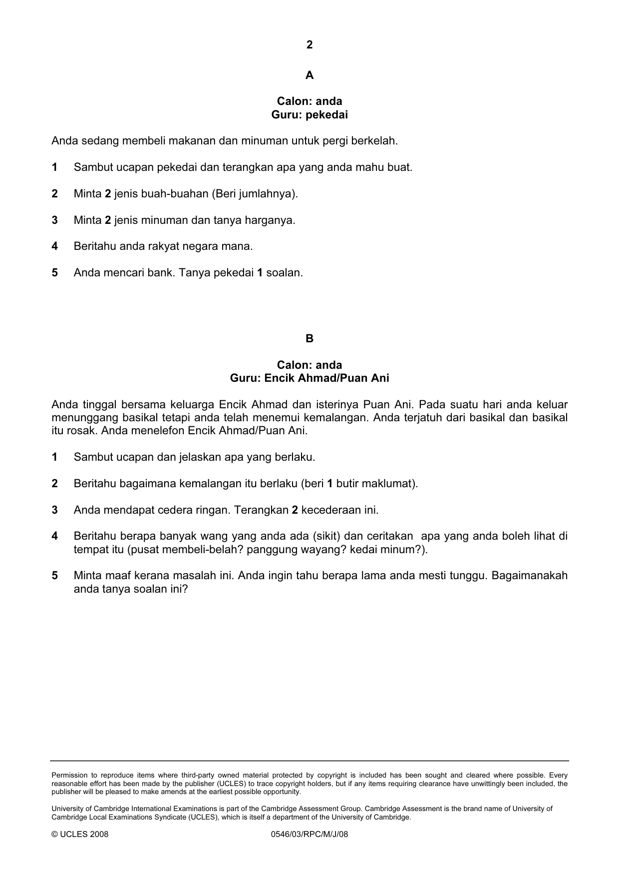 Cambridge IGCSE Malay - Foreign Language 0546 2008 May/June Paper 3 · Variant 1 question paper, page 12 of 18