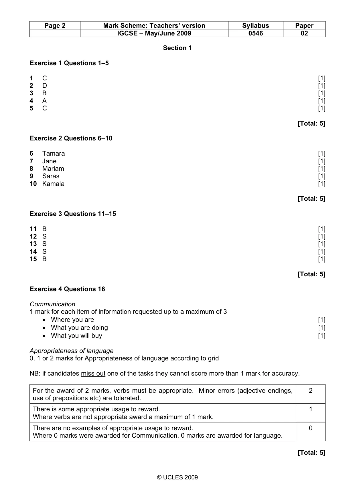 Mark scheme, page 2 of 4