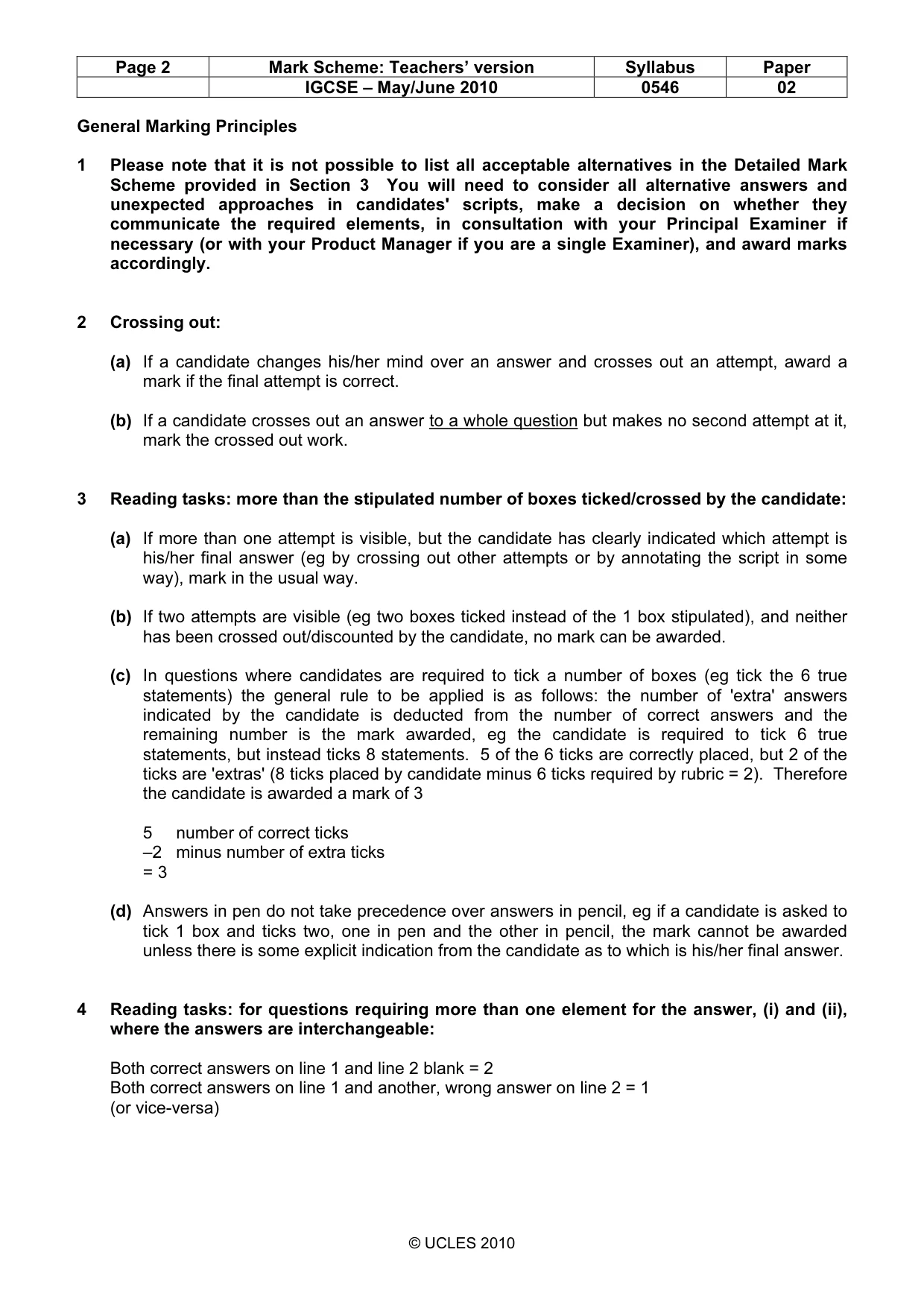 Mark scheme, page 2 of 8