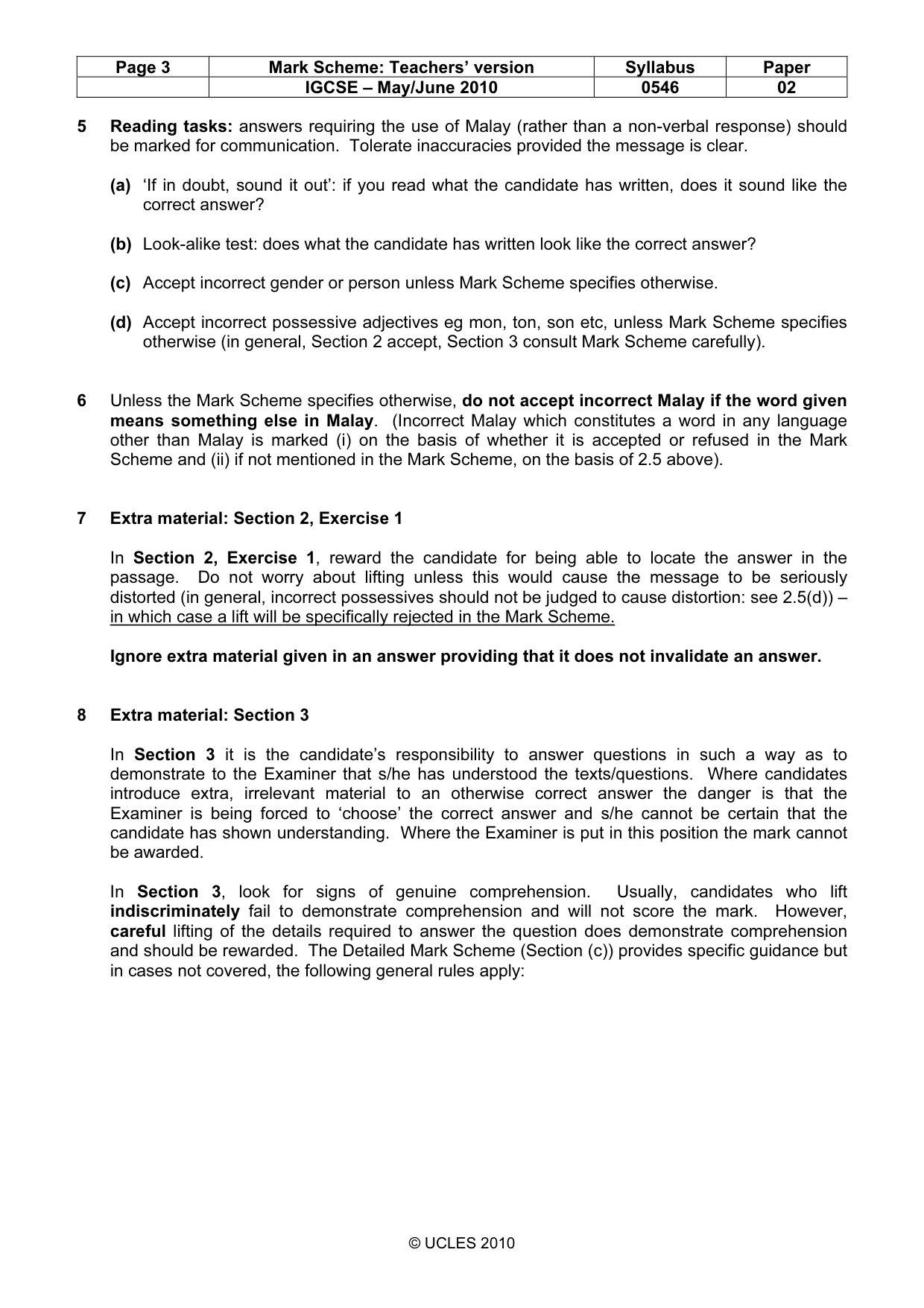 Mark scheme, page 3 of 8