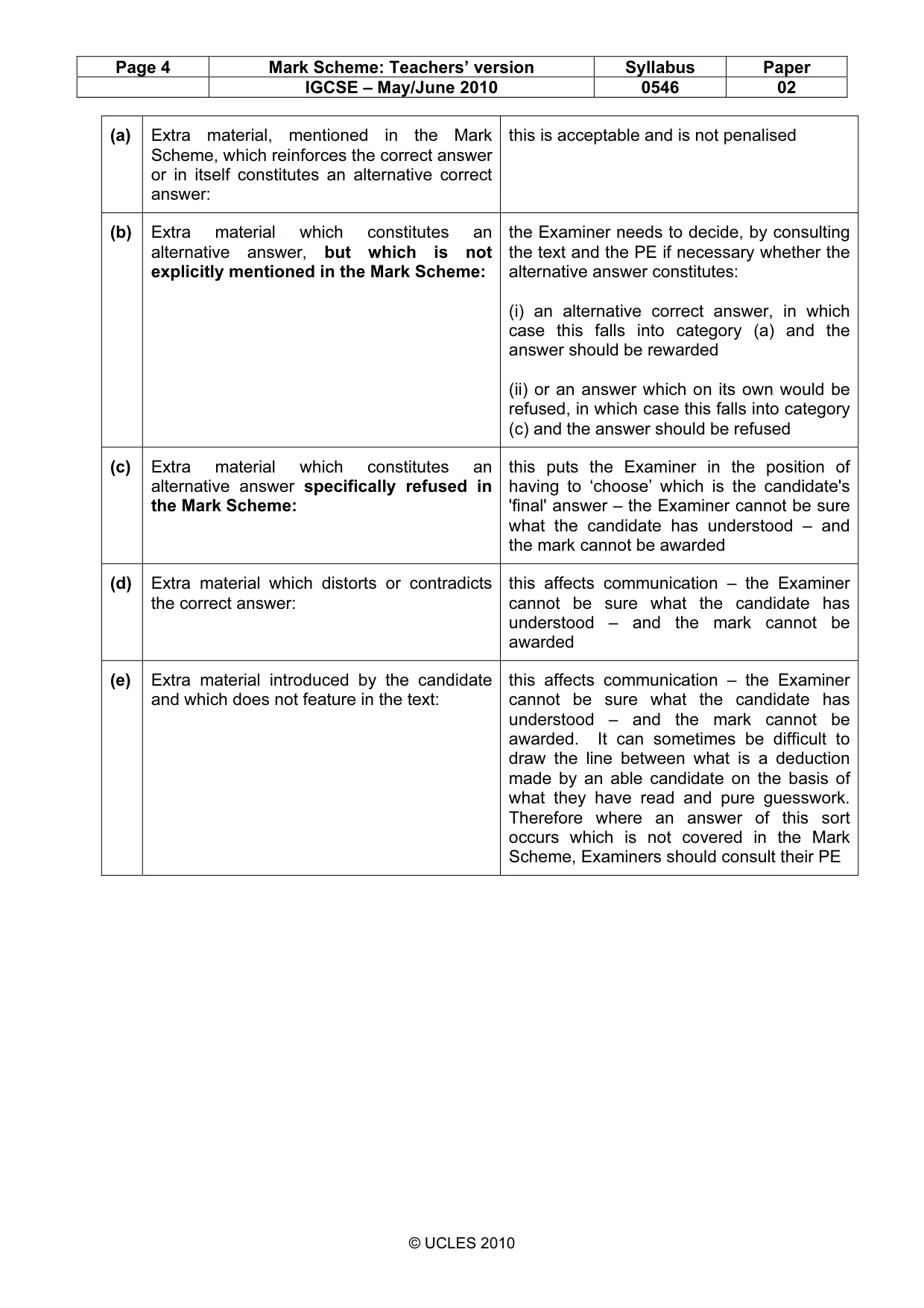 Mark scheme, page 4 of 8