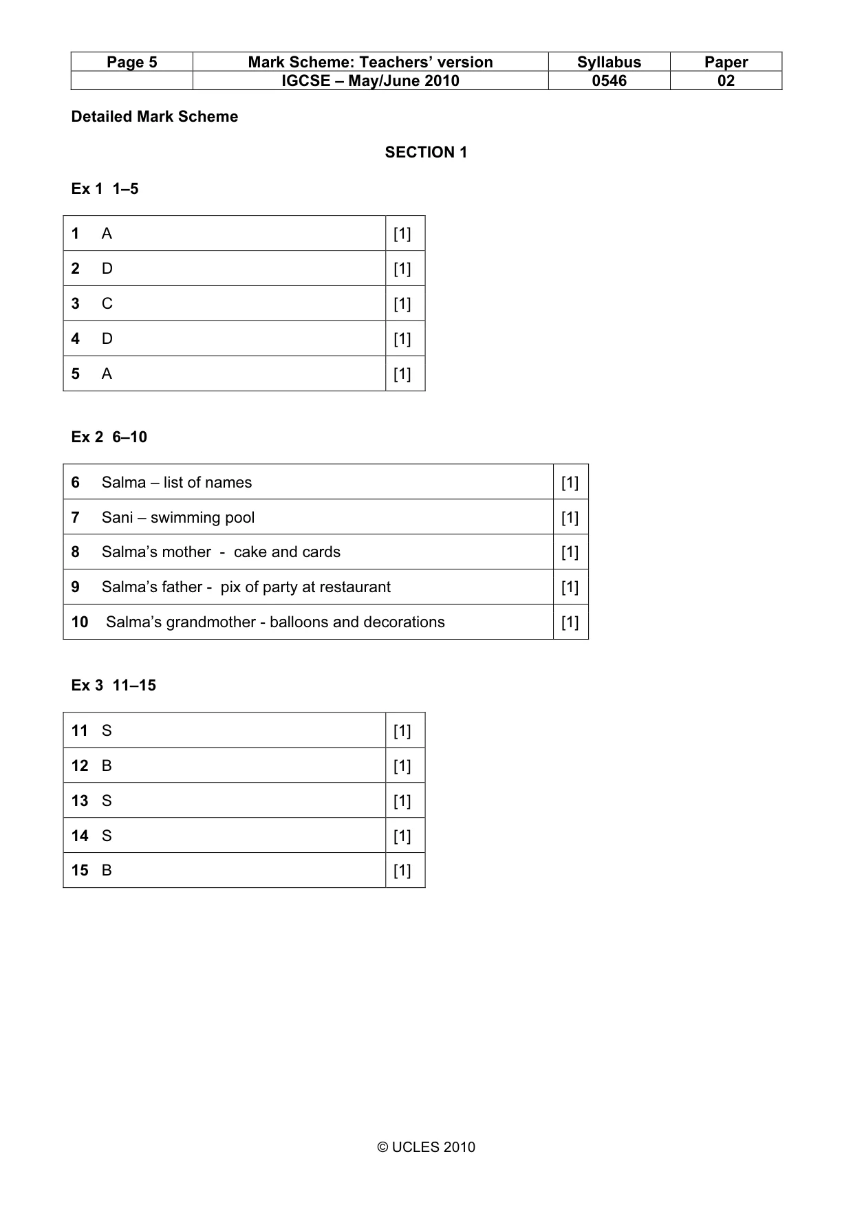 Mark scheme, page 5 of 8