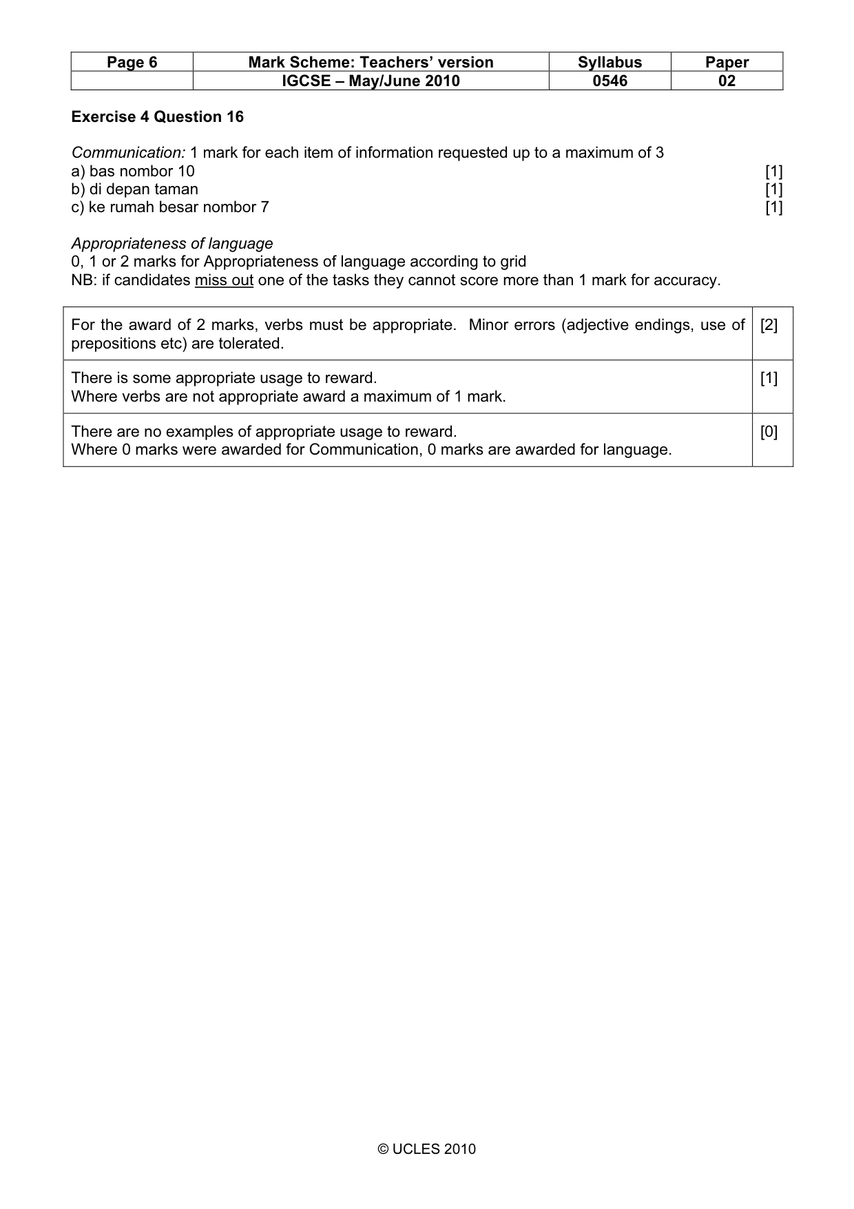 Mark scheme, page 6 of 8