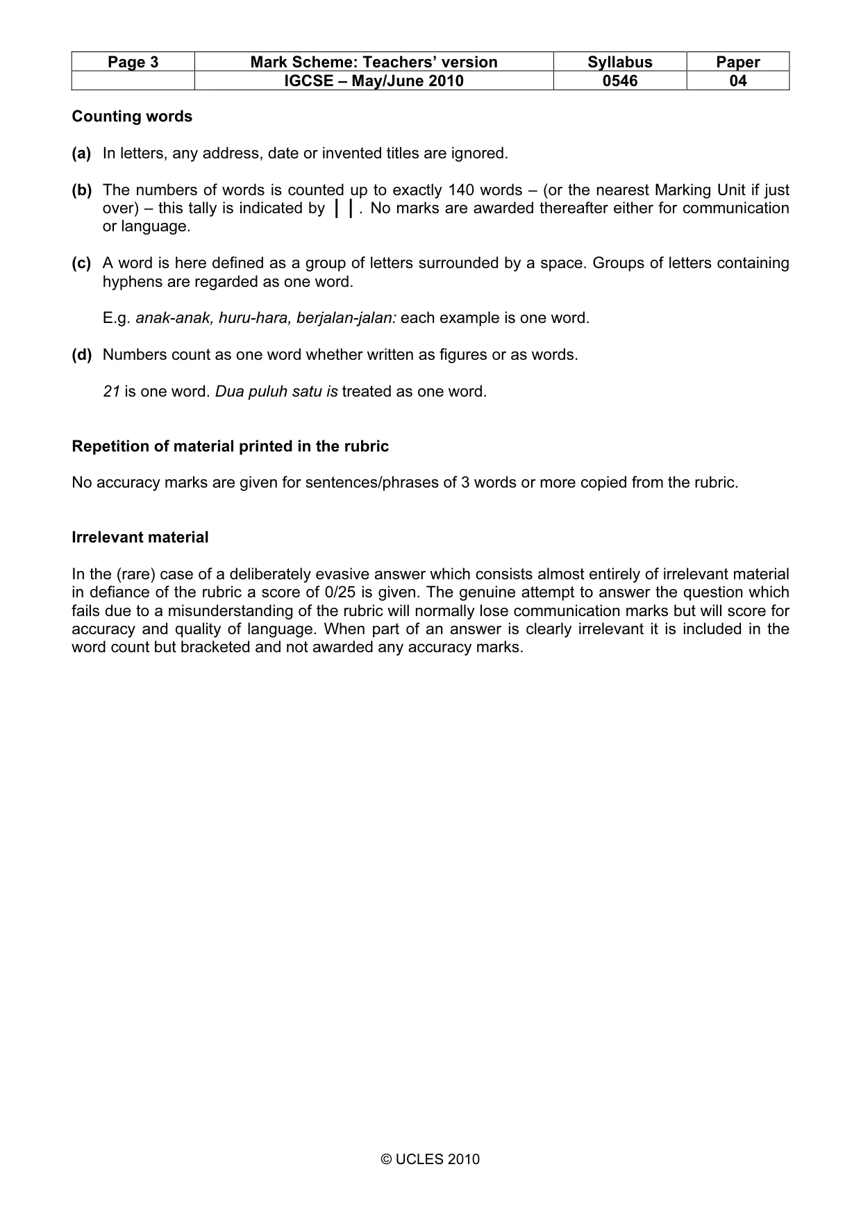 Mark scheme, page 3 of 8