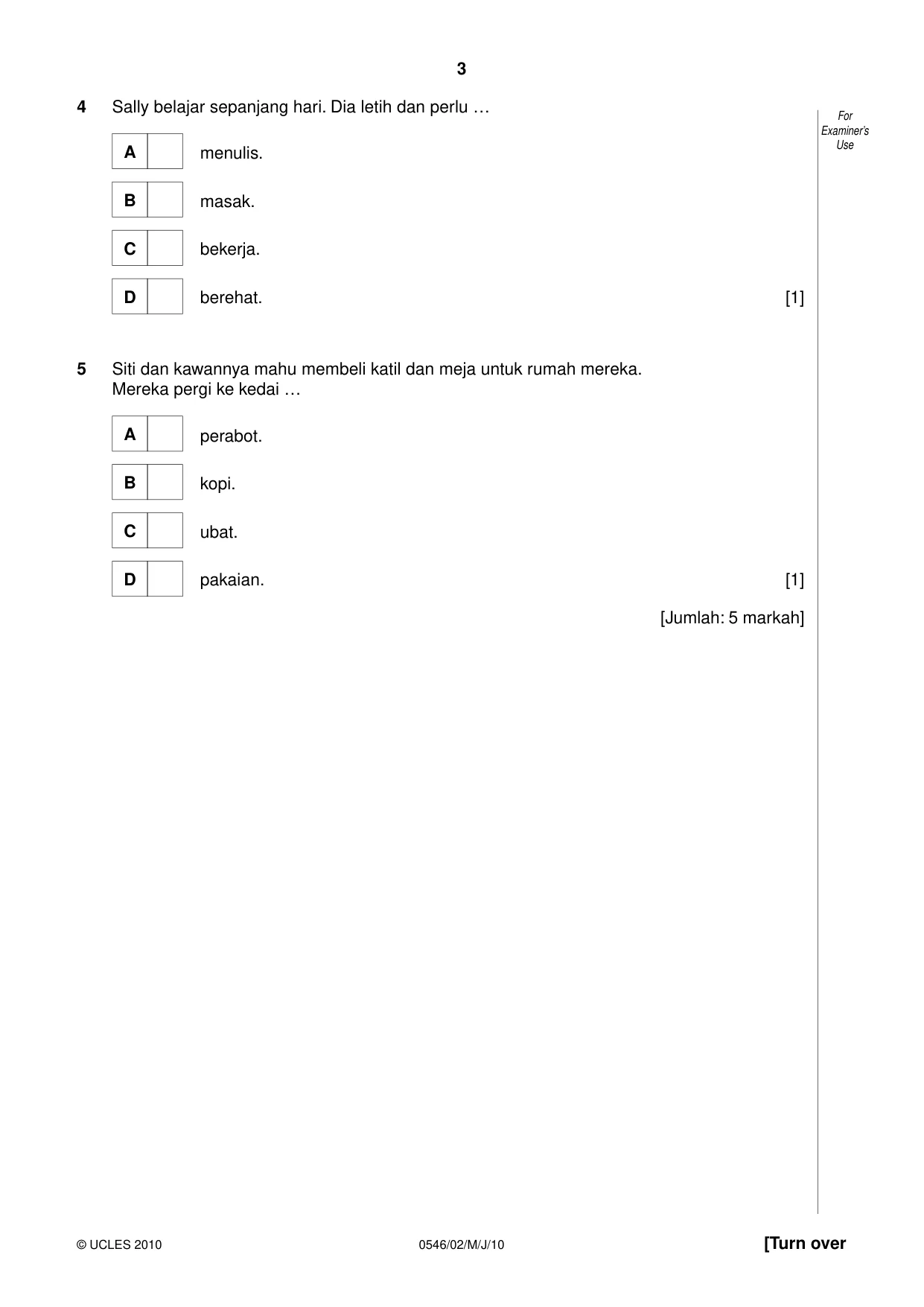 Cambridge IGCSE Malay - Foreign Language 0546 2010 May/June Paper 2 · Variant 1 question paper, page 3 of 16