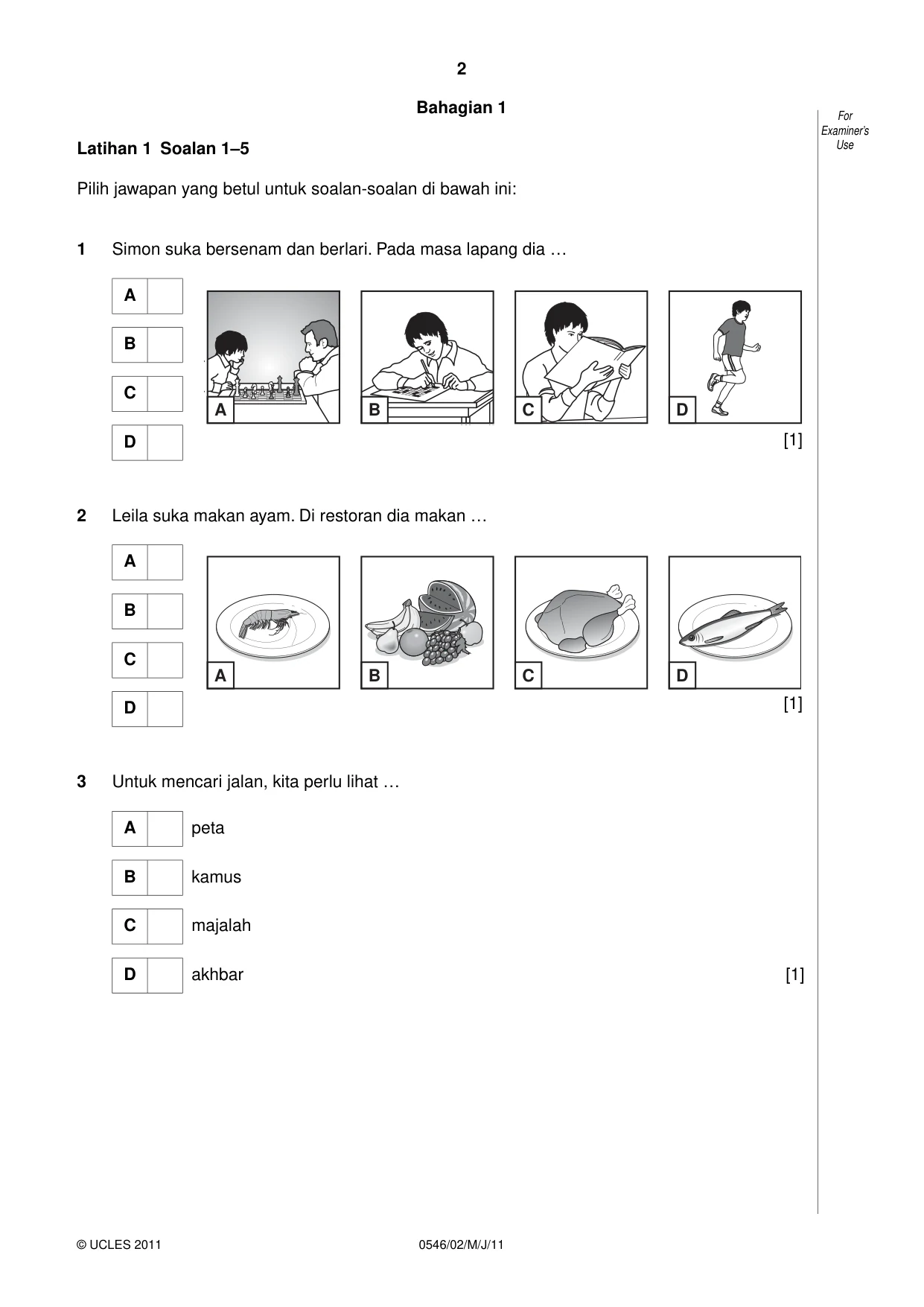 Cambridge IGCSE Malay - Foreign Language 0546 2011 May/June Paper 2 · Variant 1 question paper, page 2 of 16