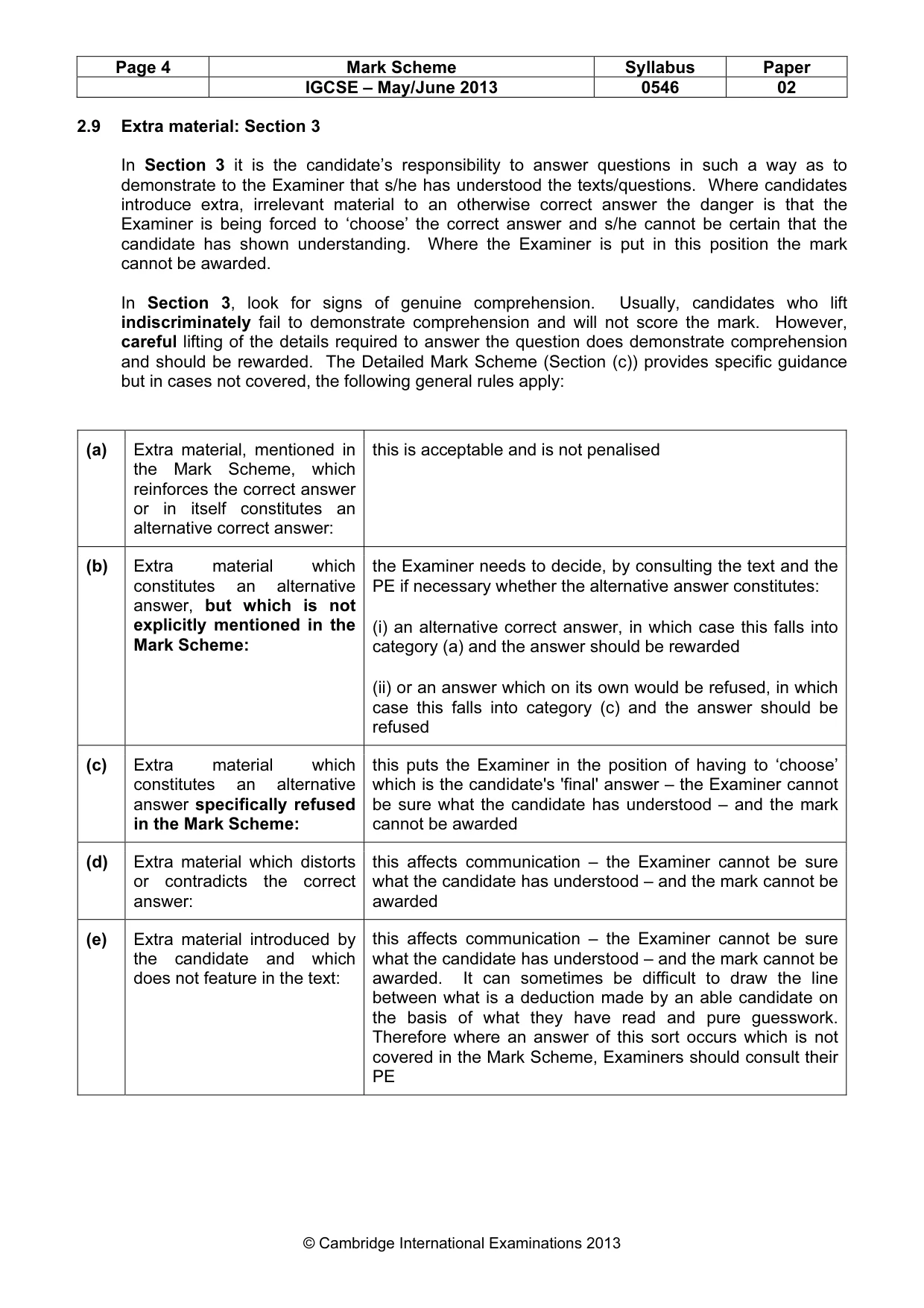 Mark scheme, page 4 of 10