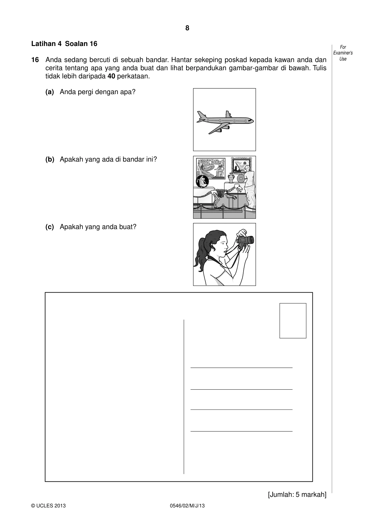 Cambridge IGCSE Malay - Foreign Language 0546 2013 May/June Paper 2 · Variant 1 question paper, page 8 of 20