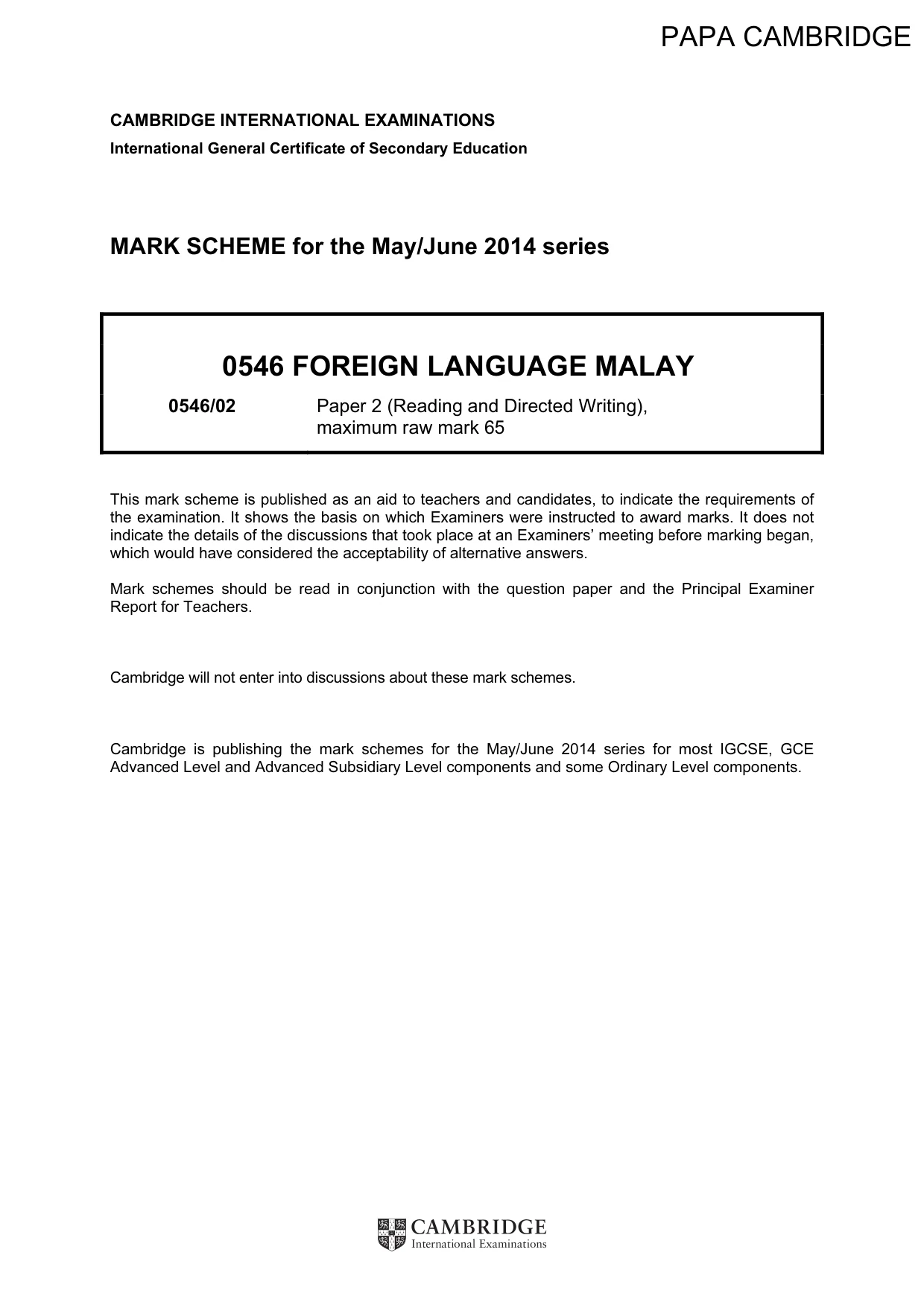Mark scheme, page 1 of 11