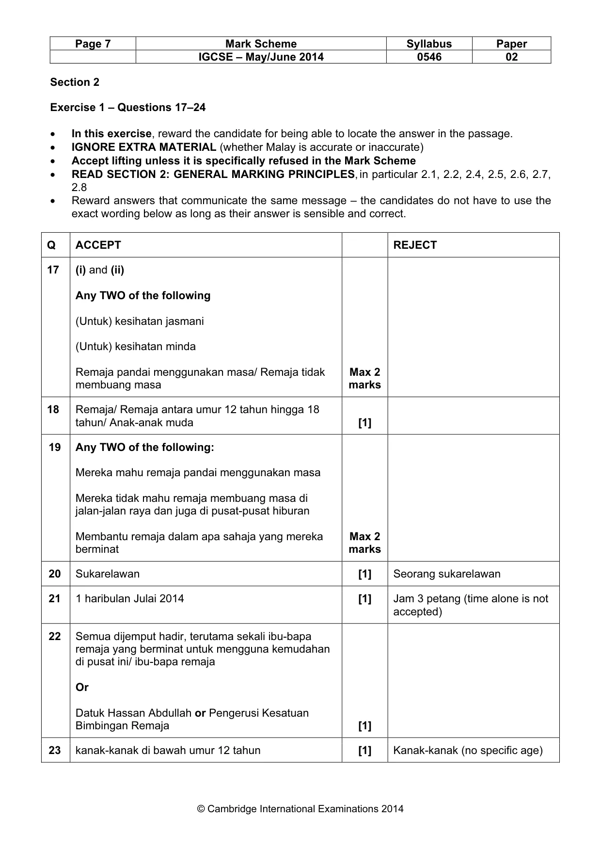 Mark scheme, page 7 of 11