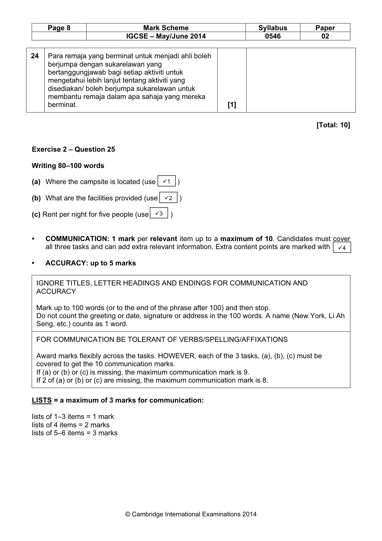 Mark scheme, page 8 of 11