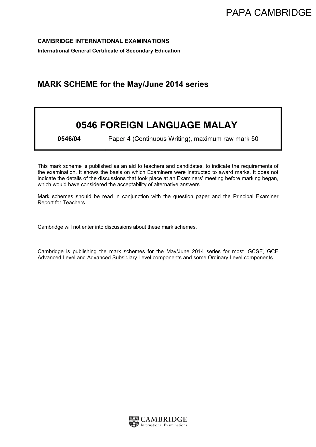 Mark scheme, page 1 of 10
