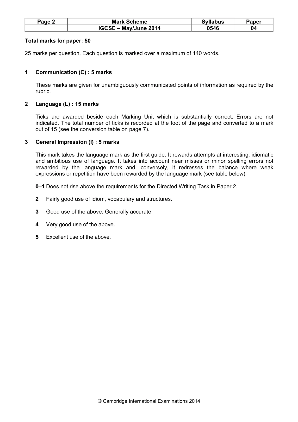 Mark scheme, page 2 of 10